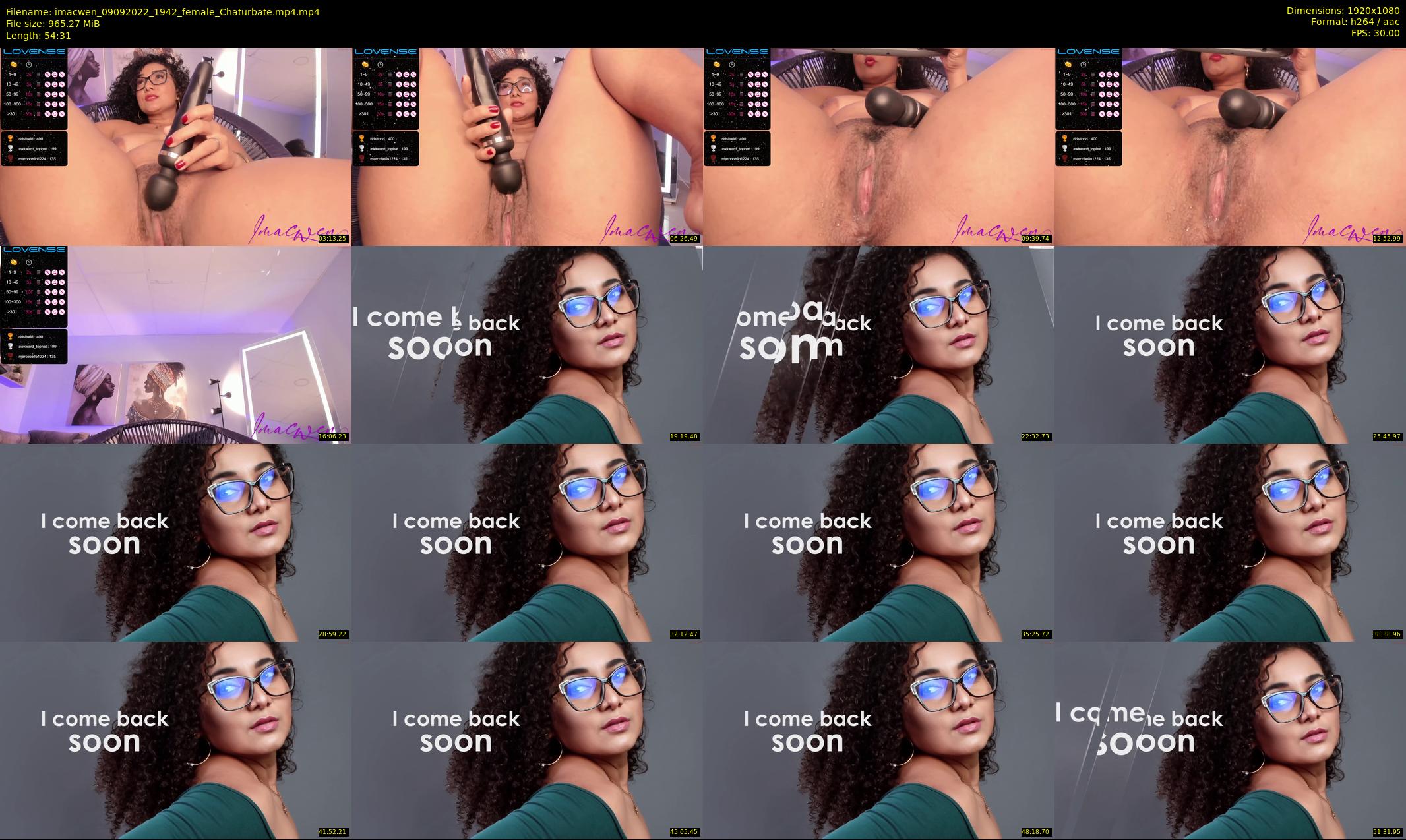 imacwen — 55 minute Chaturbate female cam show recording, 1080p, Sep 9, 2022
