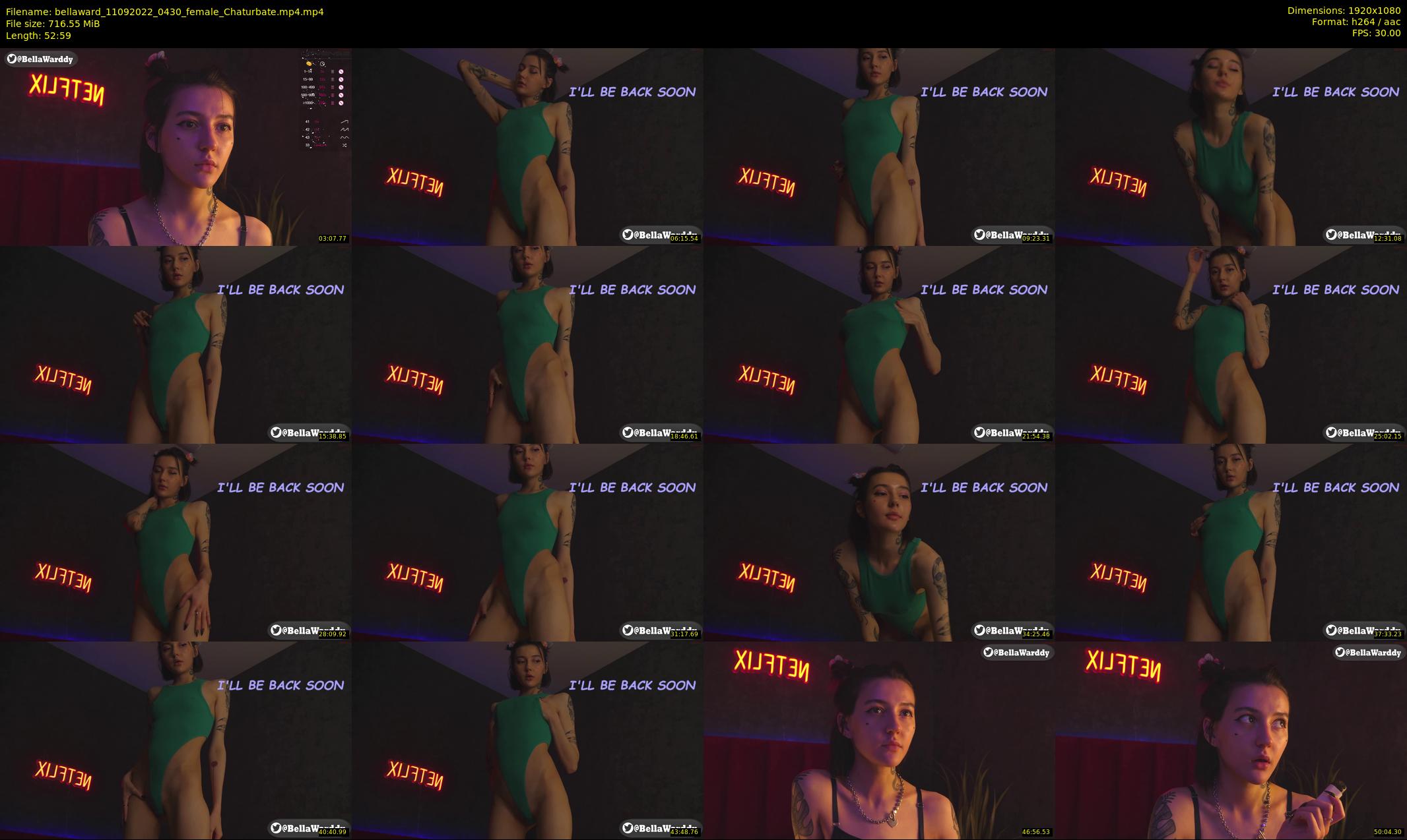 bellaward — 53 minute Chaturbate female cam show recording, 1080p, Sep 11, 2022