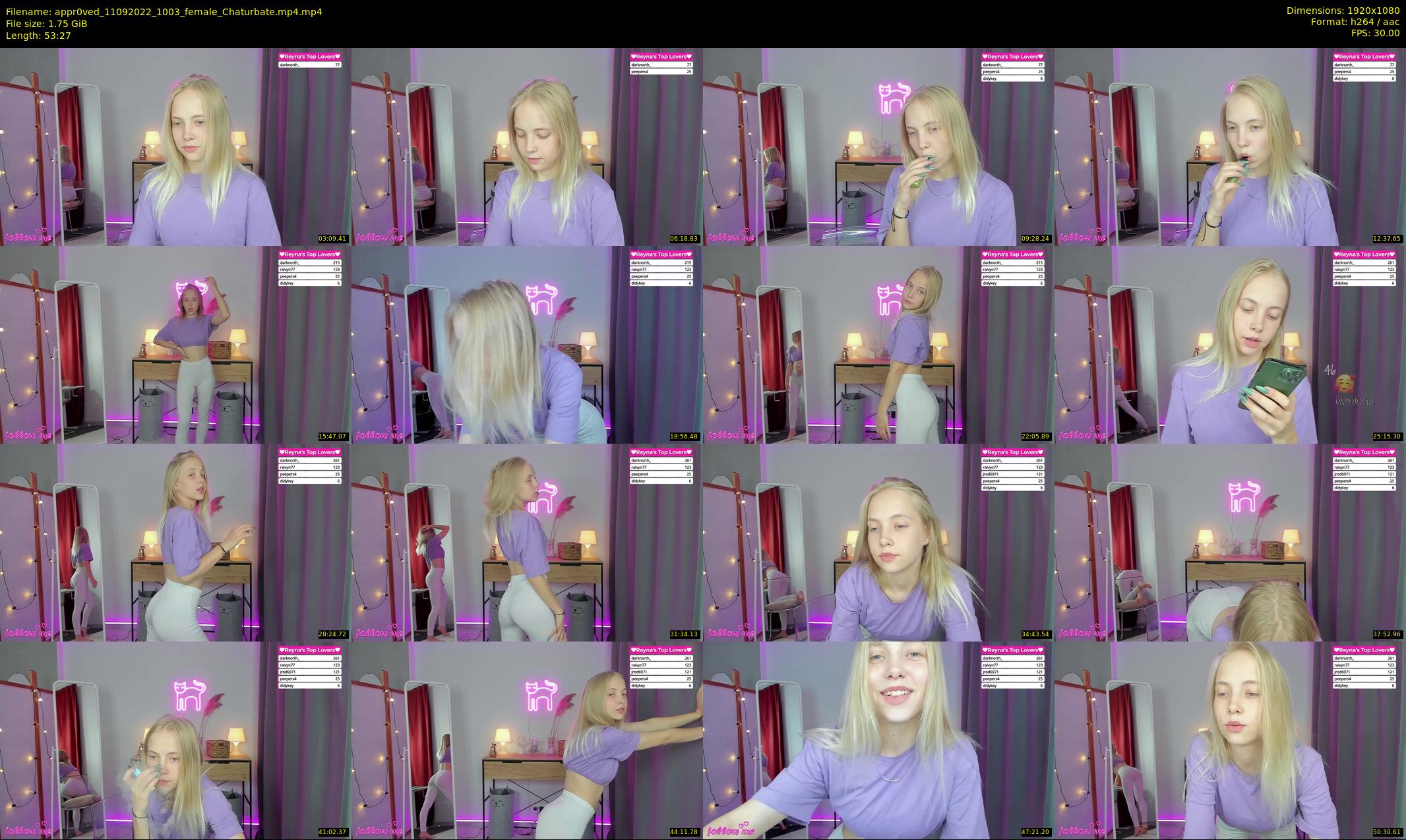 appr0ved — 54 minute Chaturbate female cam show recording, 1080p, Sep 11, 2022