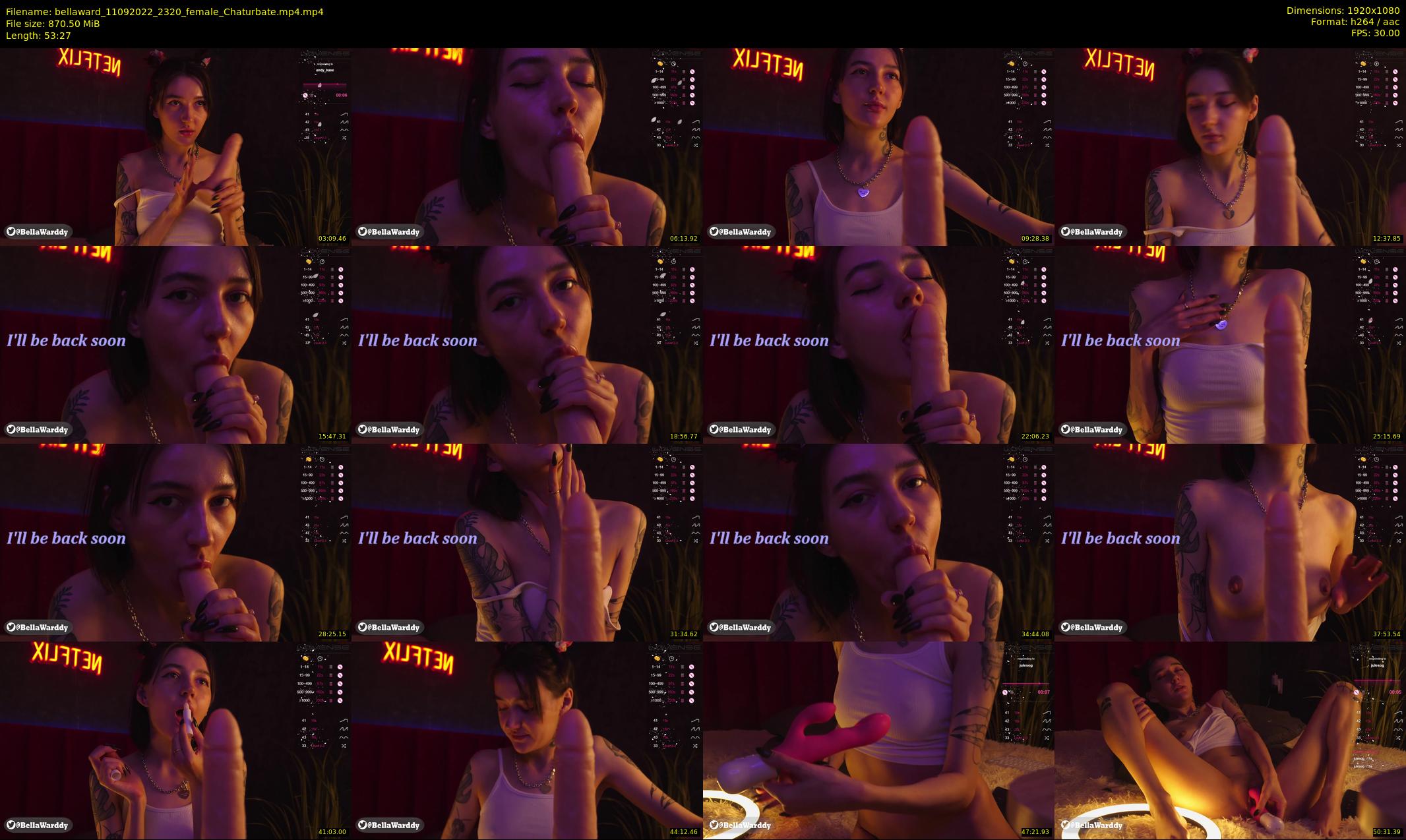 bellaward — 54 minute Chaturbate female cam show recording, 1080p, Sep 11, 2022