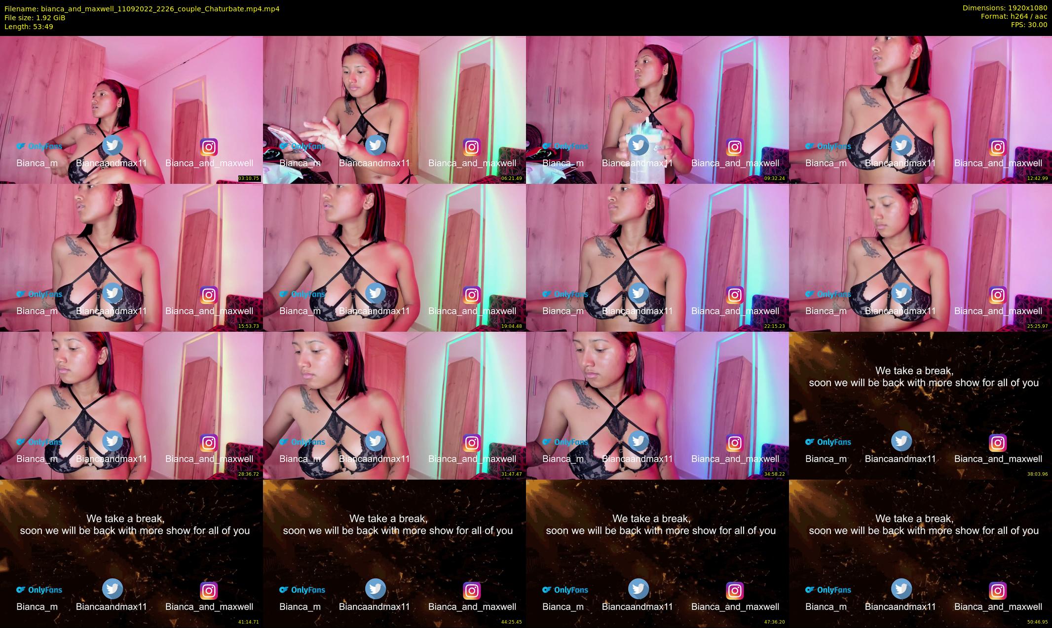 bianca_and_maxwell — 54 minute Chaturbate couple cam show recording, 1080p, Sep 11, 2022