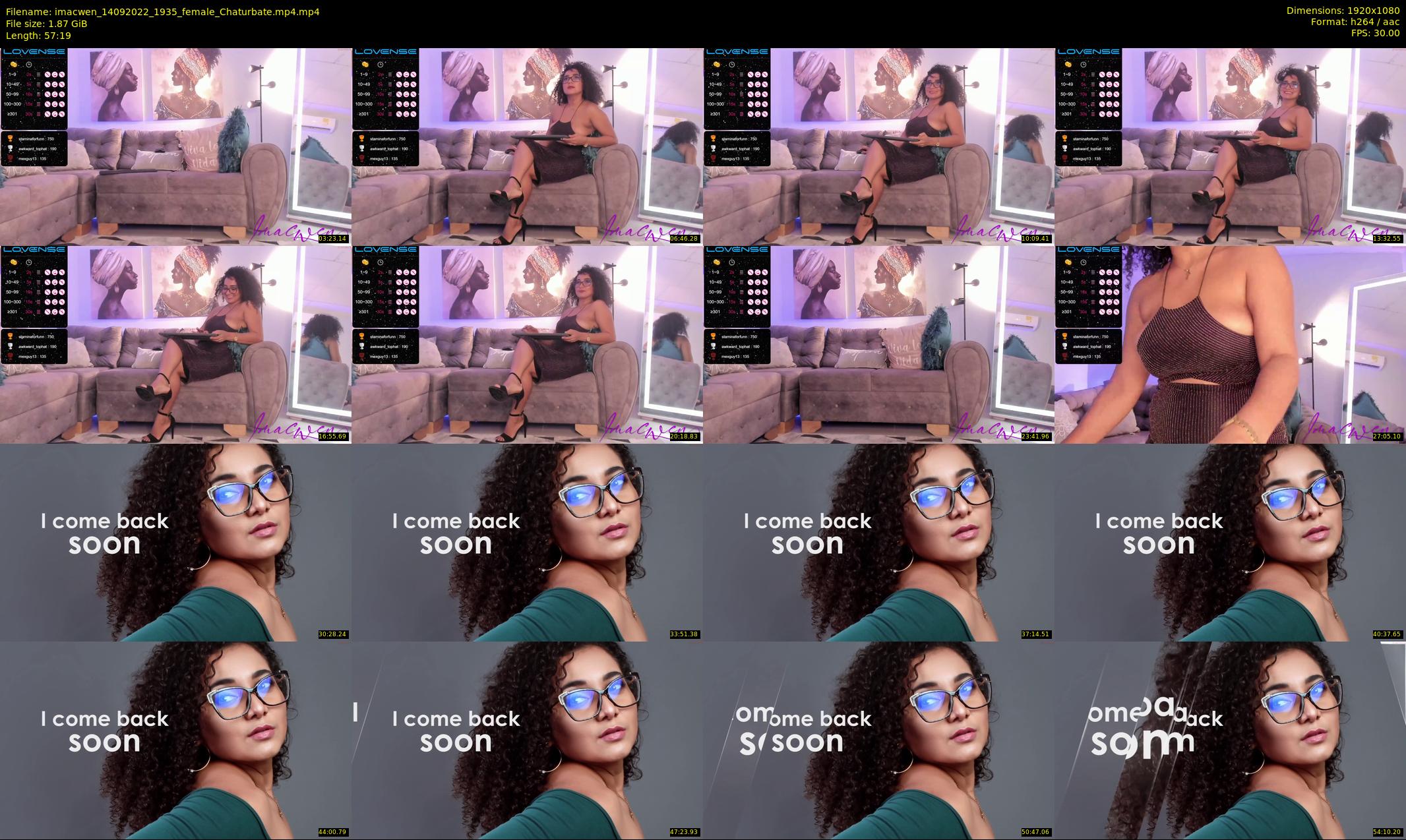 imacwen — 58 minute Chaturbate female cam show recording, 1080p, Sep 14, 2022