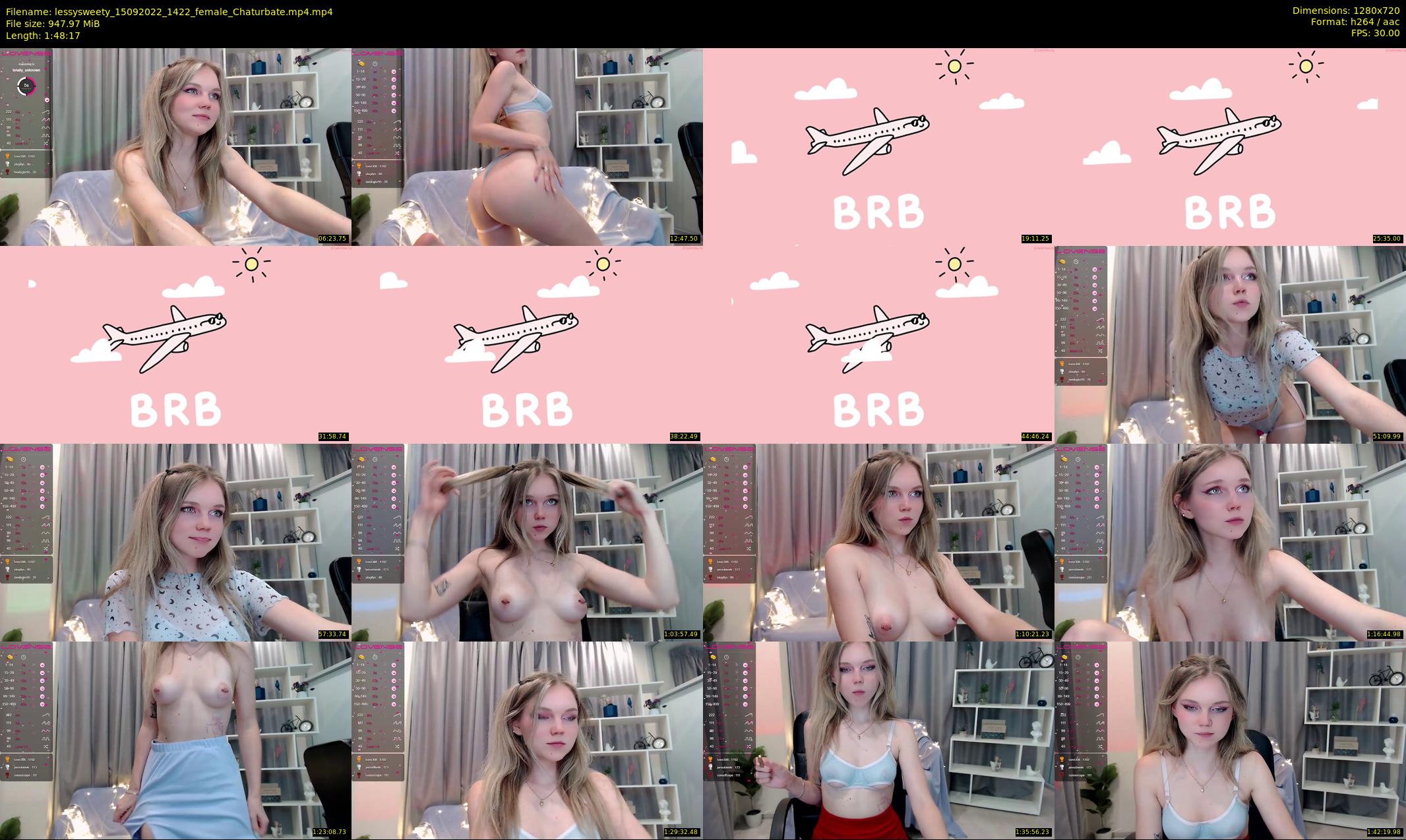 lessysweety — 109 minute Chaturbate female cam show recording, 720p, Sep 15, 2022