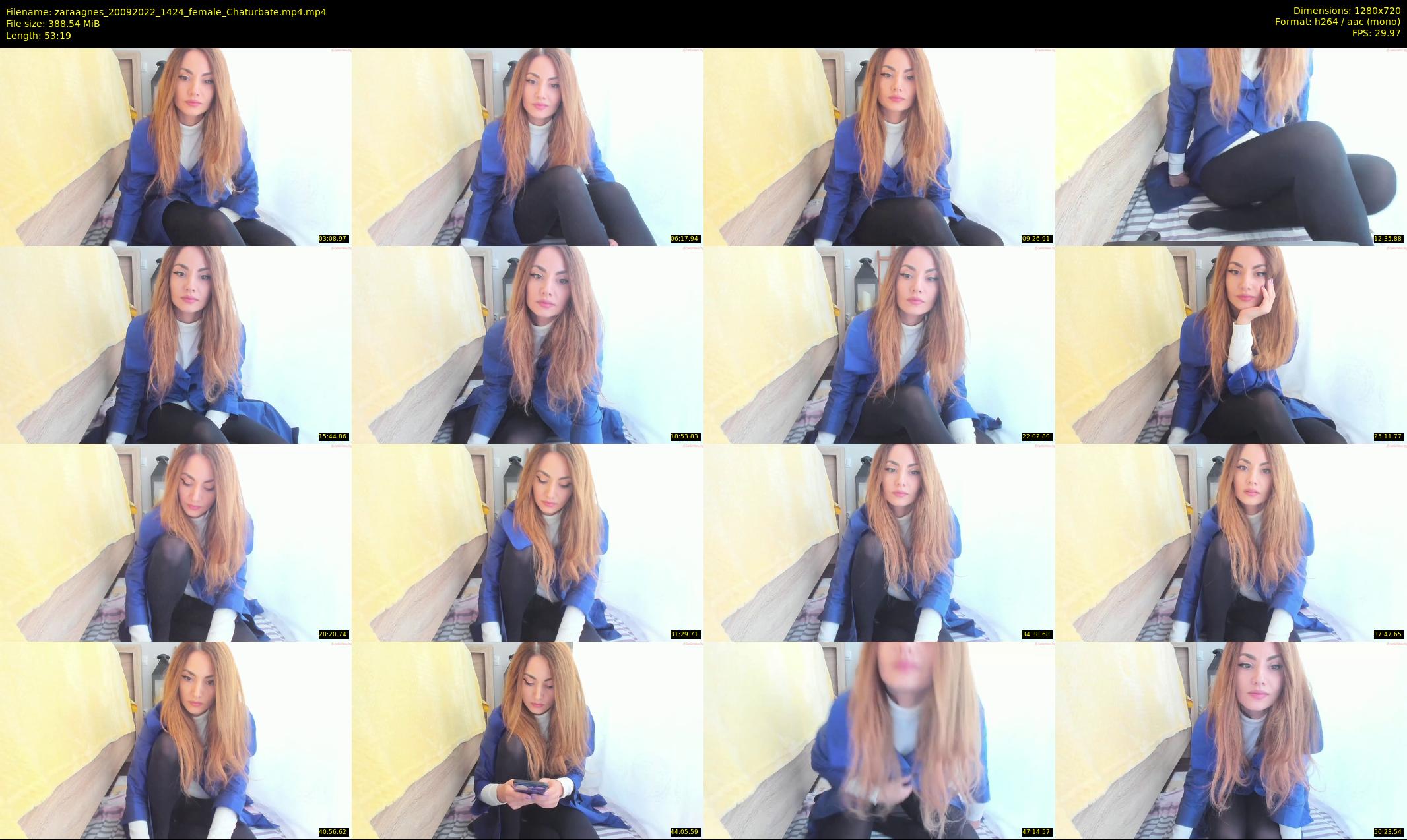 zaraagnes — 54 minute Chaturbate female cam show recording, 720p, Sep 20, 2022