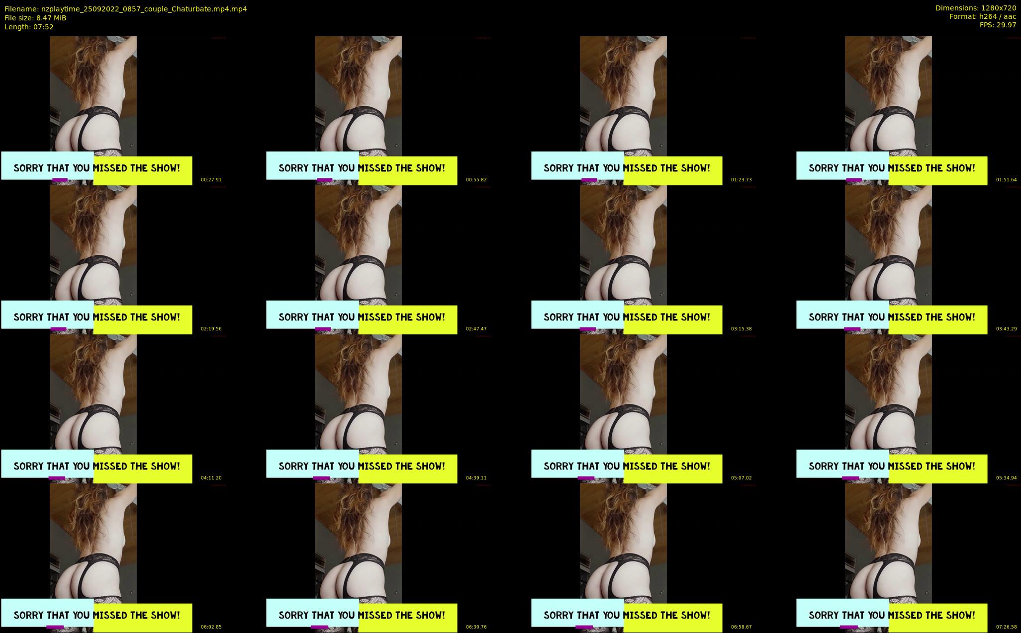nzplaytime — 8 minute Chaturbate couple cam show recording, 720p, Sep 25, 2022