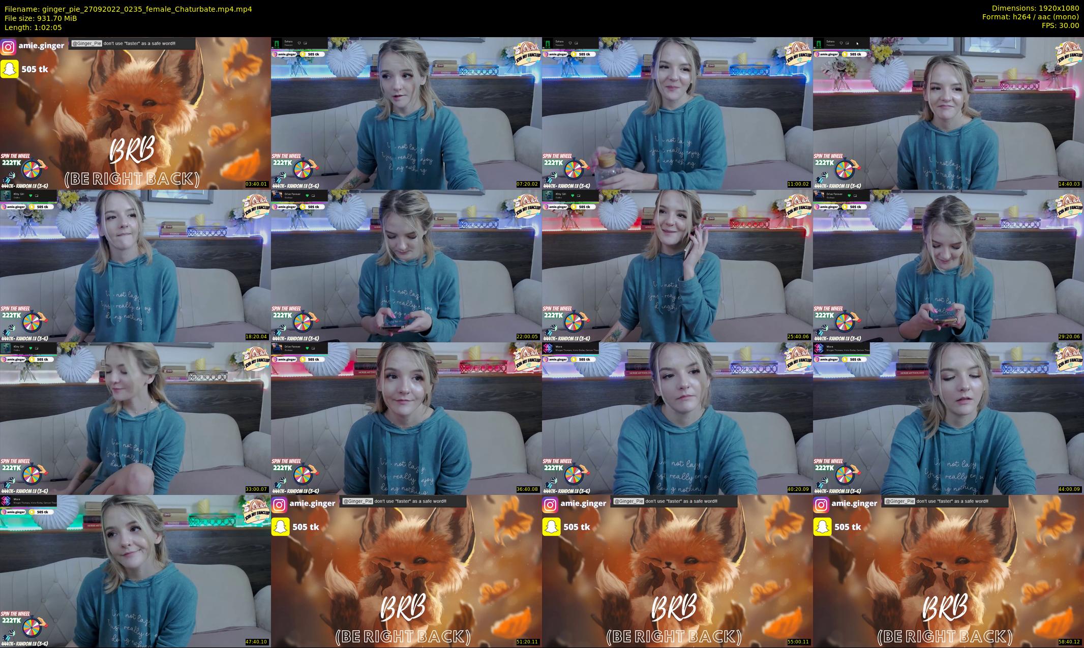 ginger_pie — 63 minute Chaturbate female cam show recording, 1080p, Sep 27, 2022