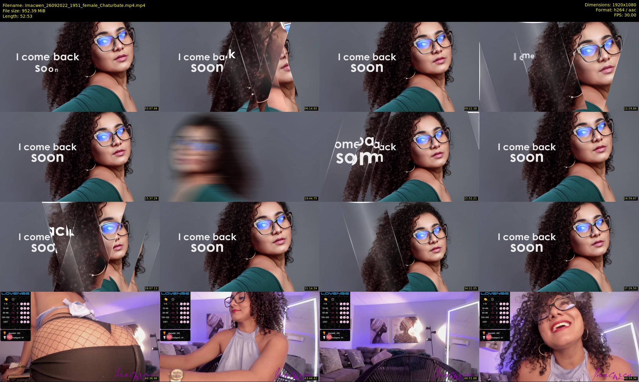 imacwen — 53 minute Chaturbate female cam show recording, 1080p, Sep 26, 2022
