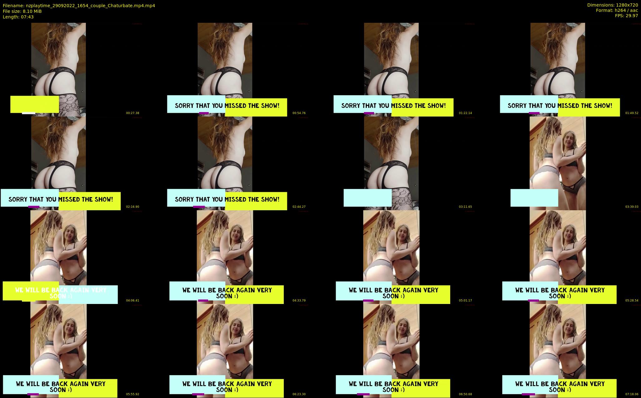 nzplaytime — 8 minute Chaturbate couple cam show recording, 720p, Sep 29, 2022