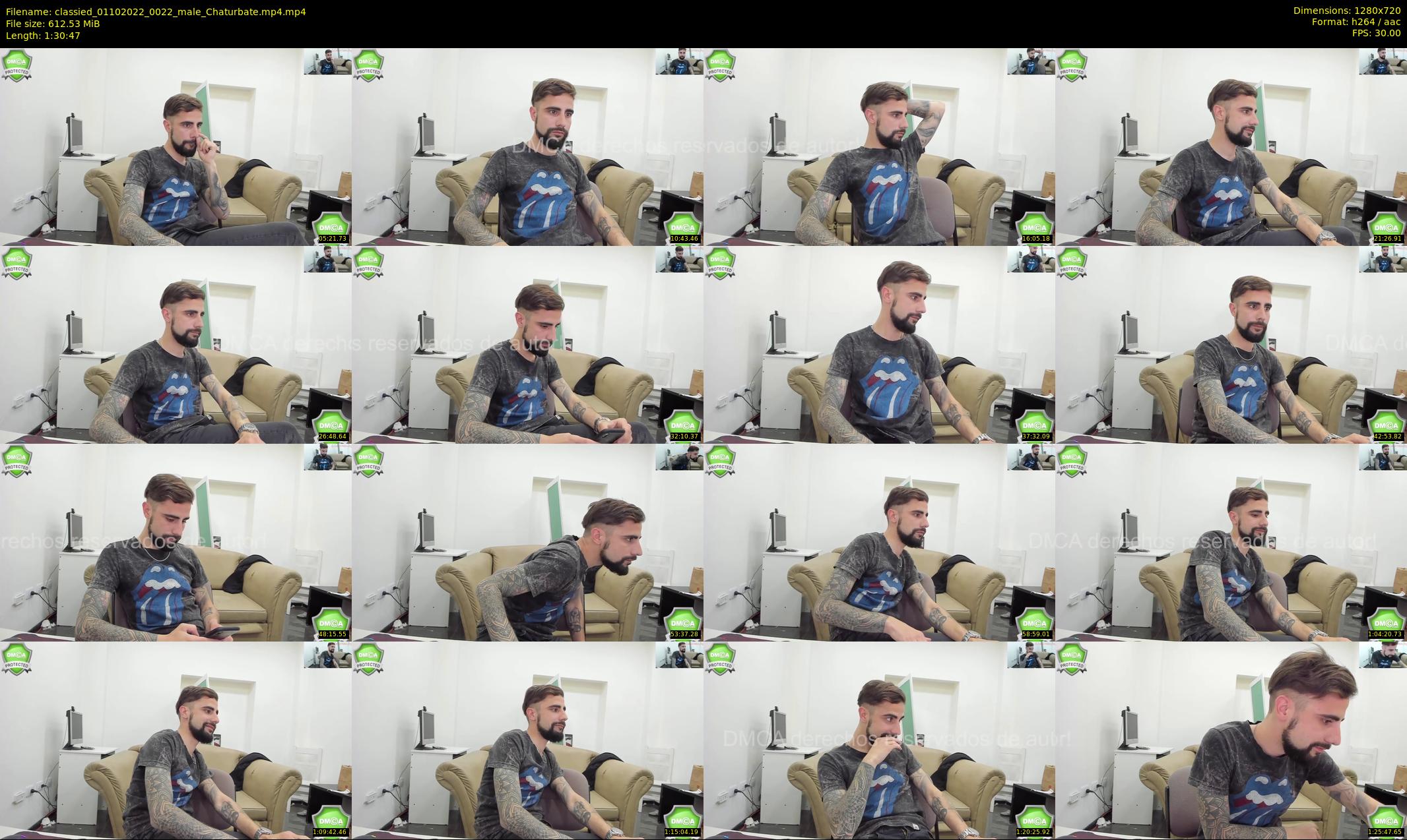 classied — 91 minute Chaturbate male cam show recording, 720p, Oct 1, 2022