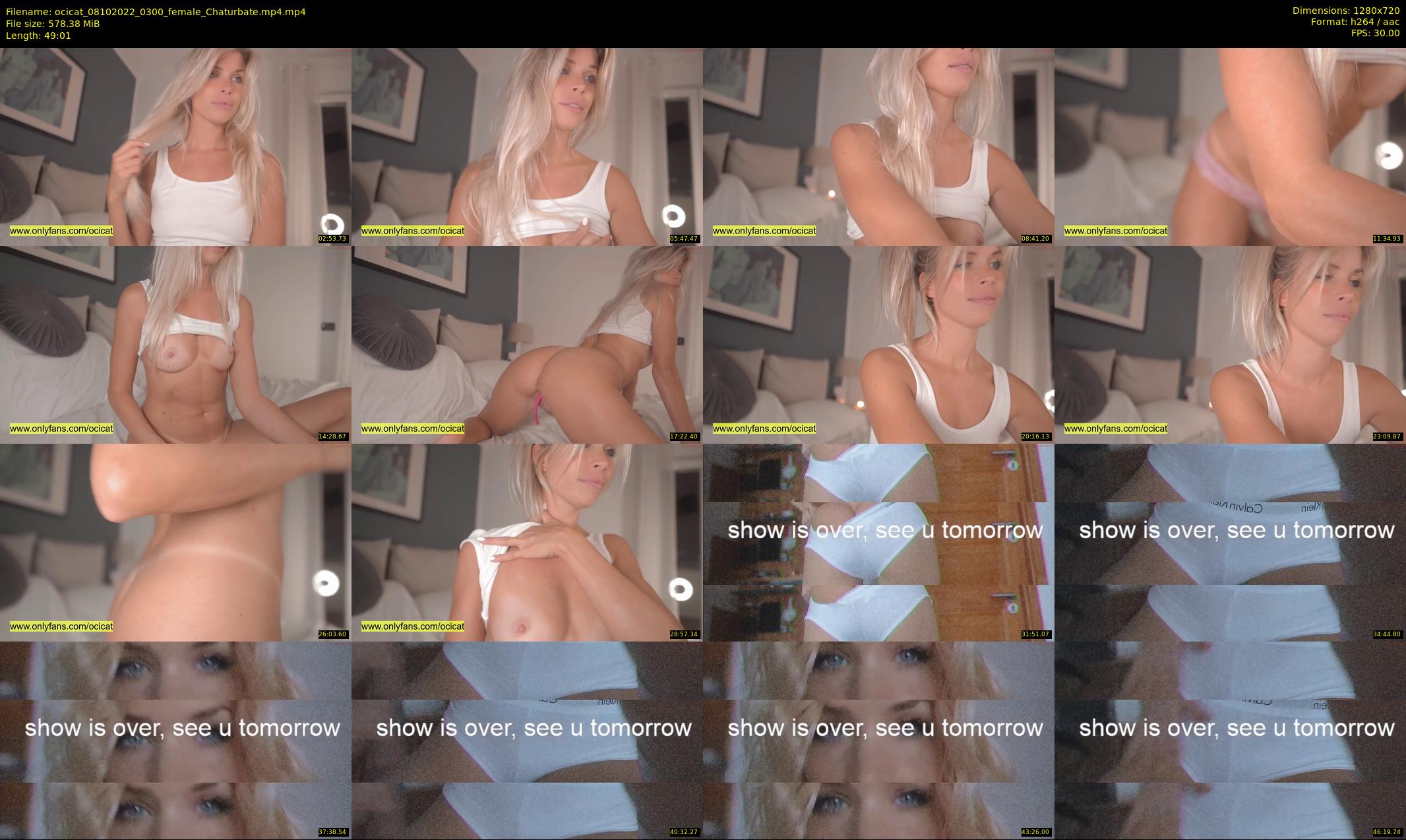ocicat — 50 minute Chaturbate female cam show recording, 720p, Oct 8, 2022