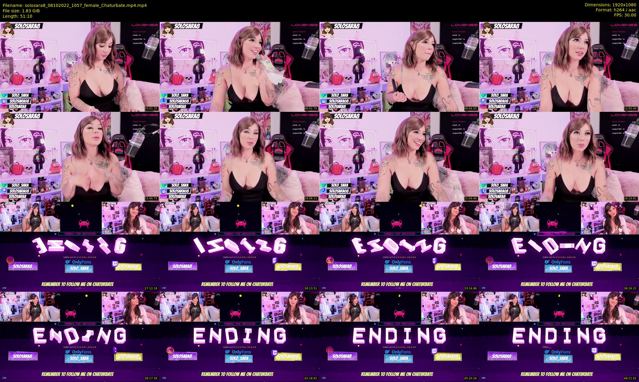 solosara8 — 52 minute Chaturbate female cam show recording, 1080p, Oct 8, 2022