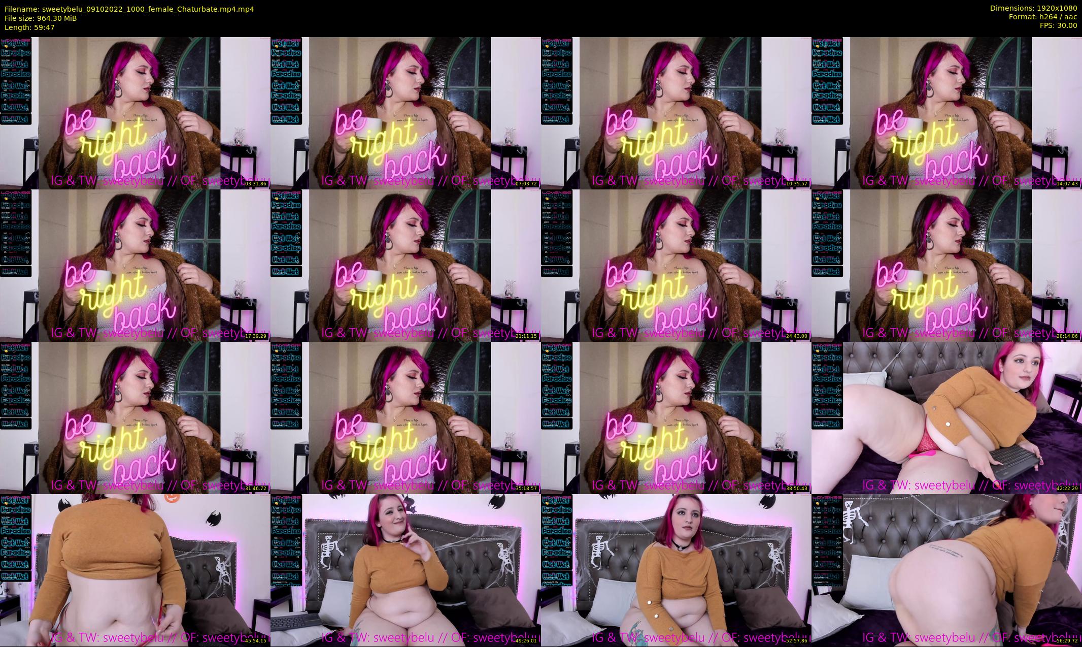 sweetybelu — 60 minute Chaturbate female cam show recording, 1080p, Oct 9, 2022