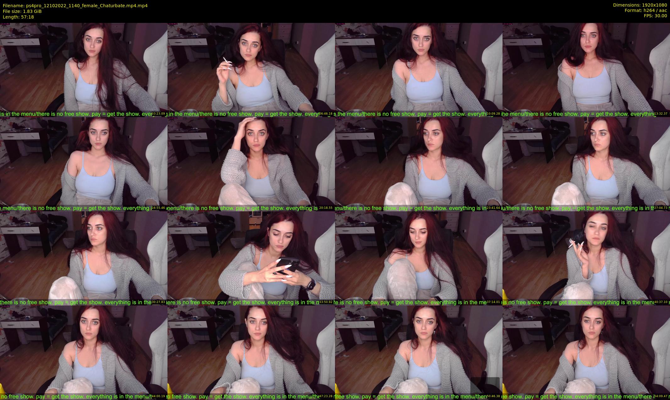 ps4pro — 58 minute Chaturbate female cam show recording, 1080p, Oct 12, 2022