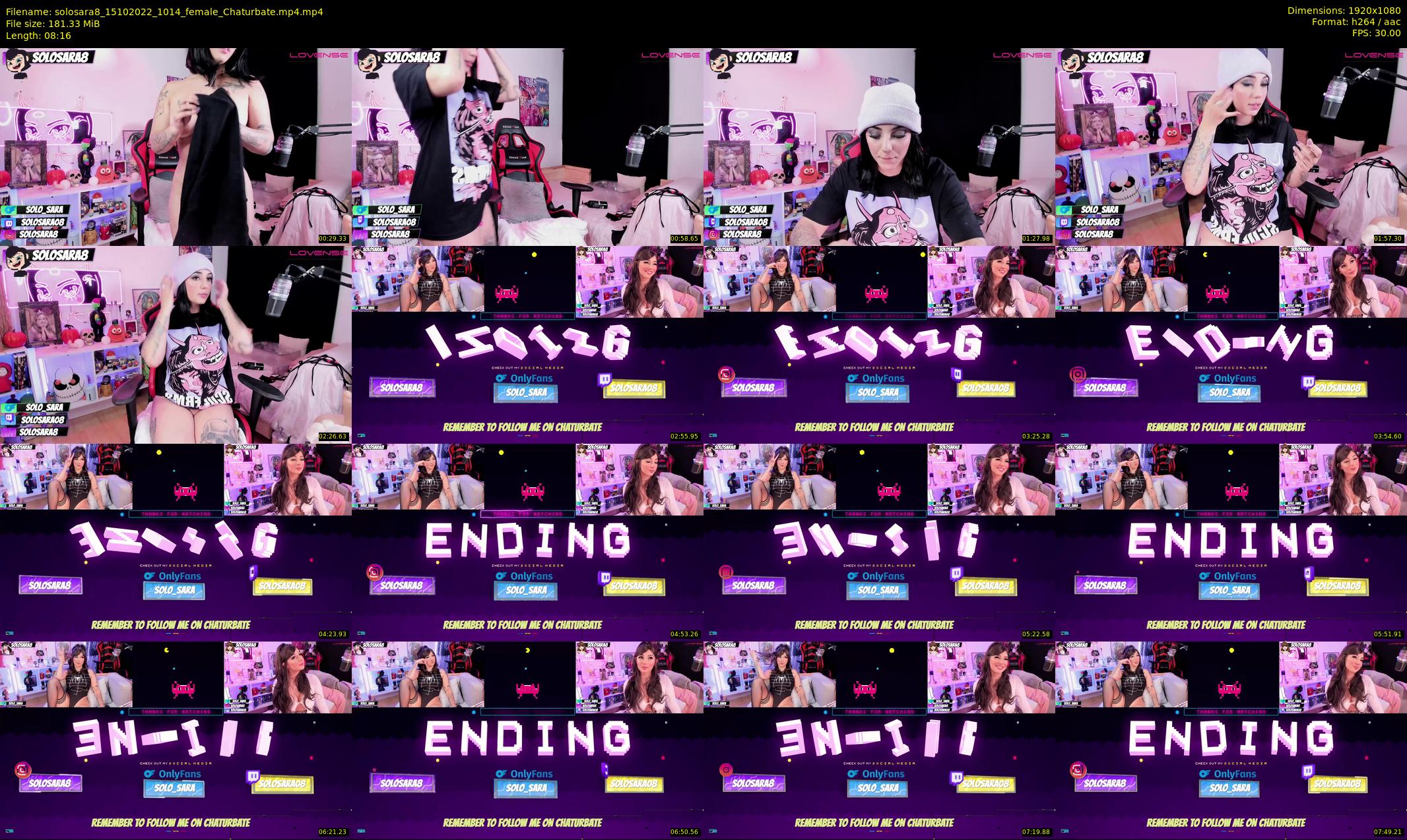 solosara8 — 9 minute Chaturbate female cam show recording, 1080p, Oct 15, 2022