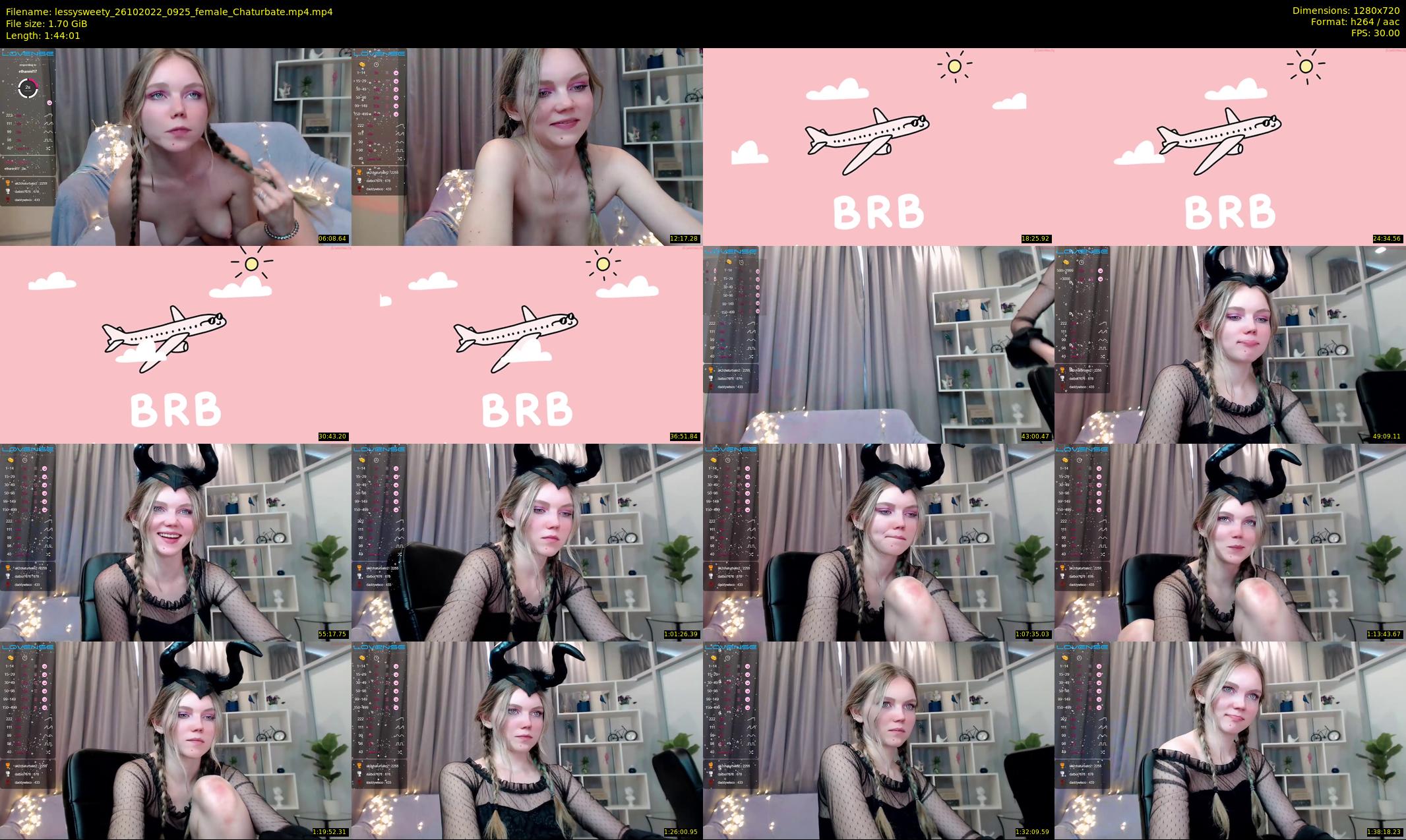 lessysweety — 105 minute Chaturbate female cam show recording, 720p, Oct 26, 2022