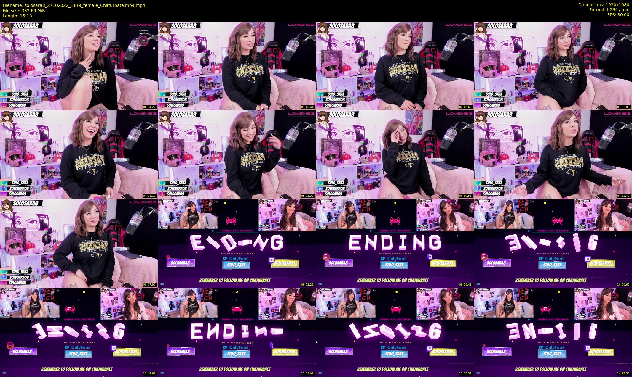 solosara8 — 16 minute Chaturbate female cam show recording, 1080p, Oct 27, 2022