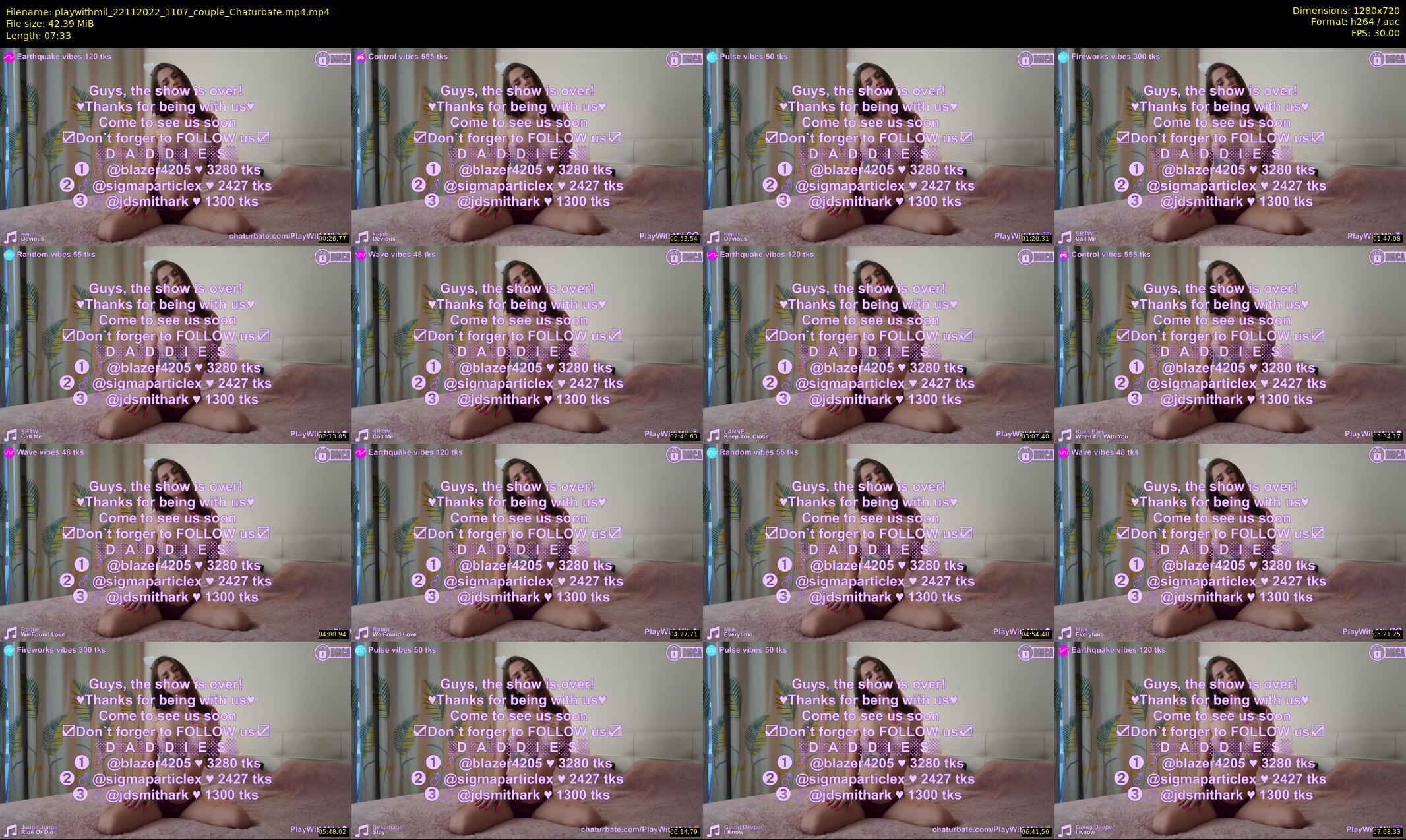 playwithmil — 8 minute Chaturbate couple cam show recording, 720p, Nov 22, 2022