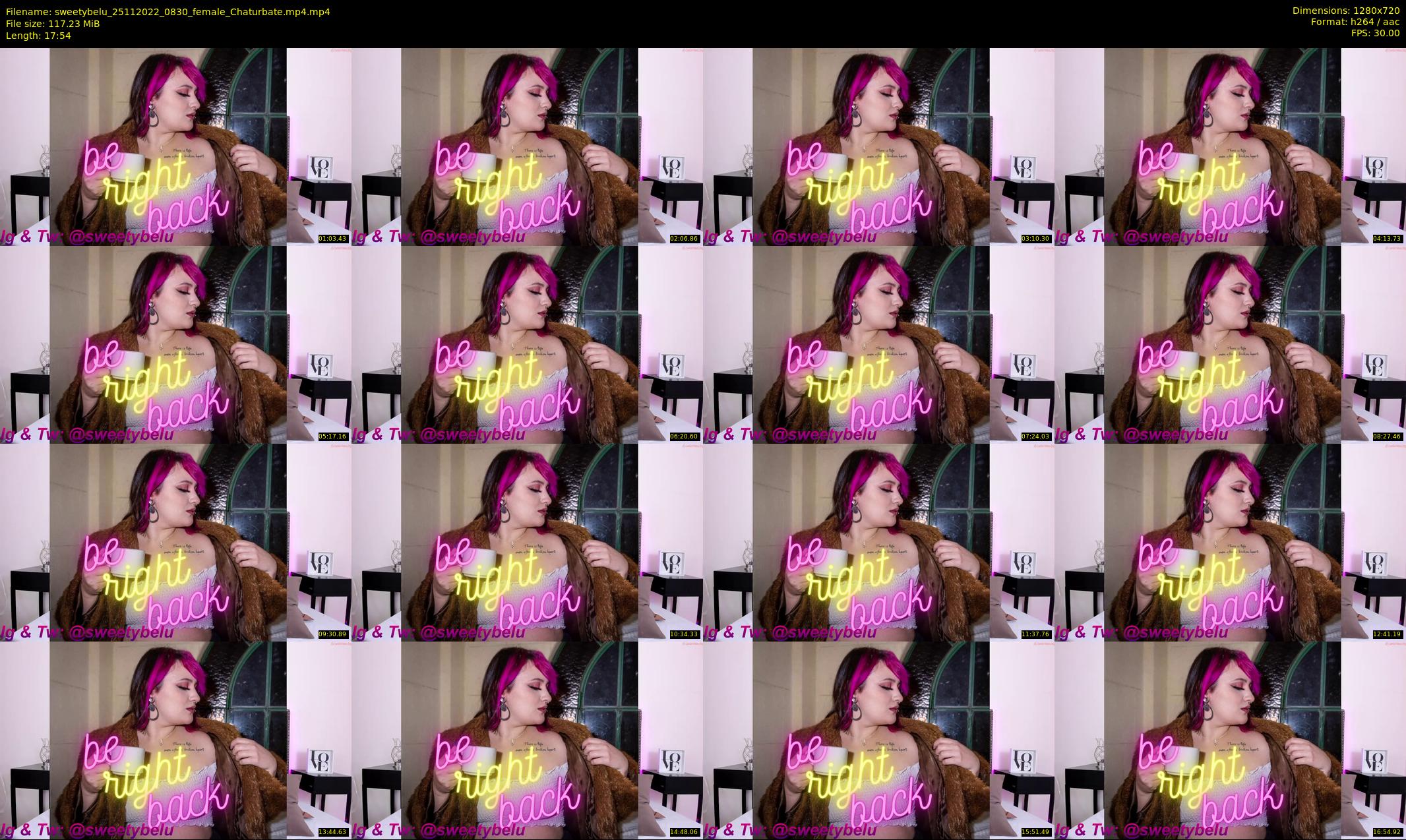 sweetybelu — 18 minute Chaturbate female cam show recording, 720p, Nov 25, 2022