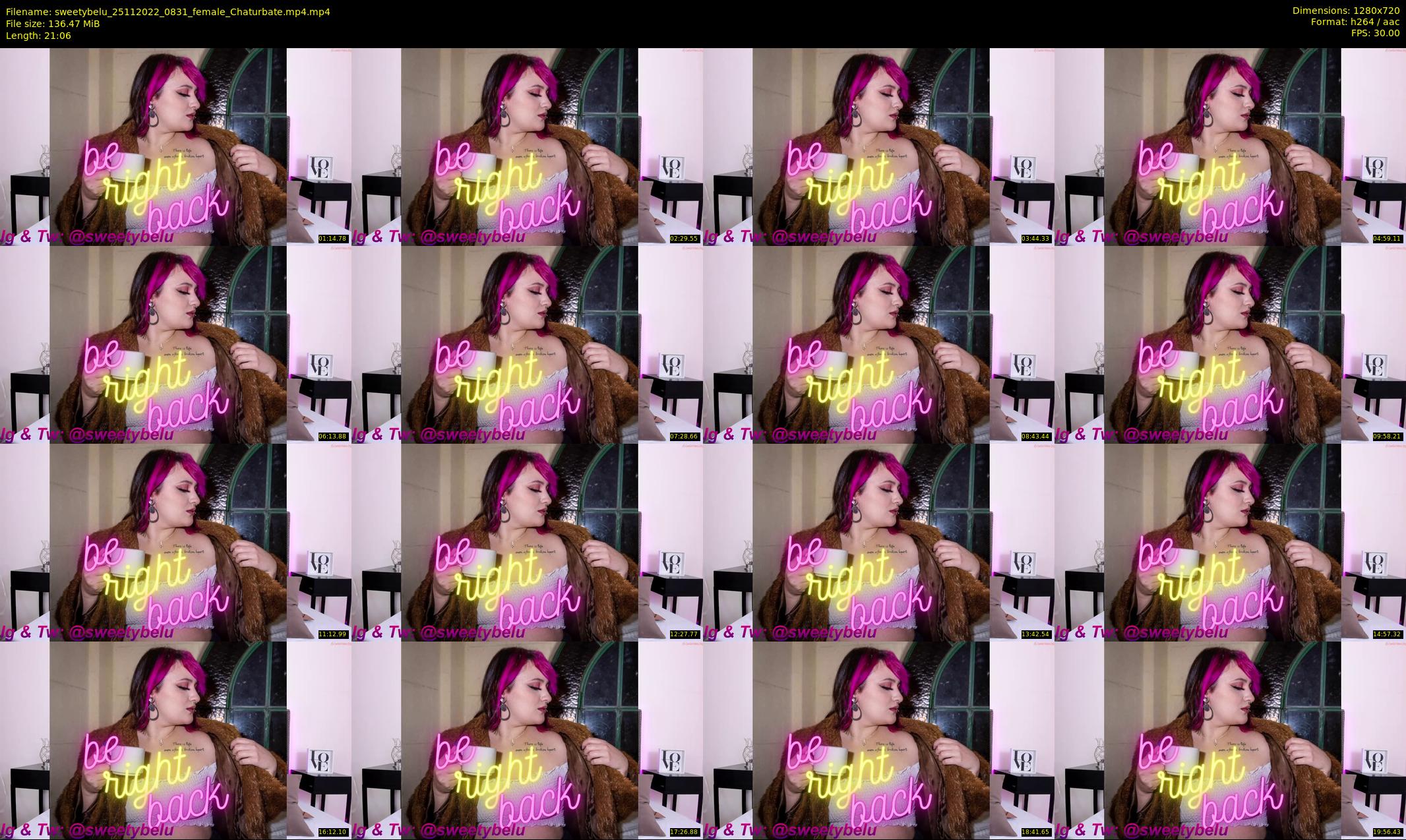 sweetybelu — 22 minute Chaturbate female cam show recording, 720p, Nov 25, 2022