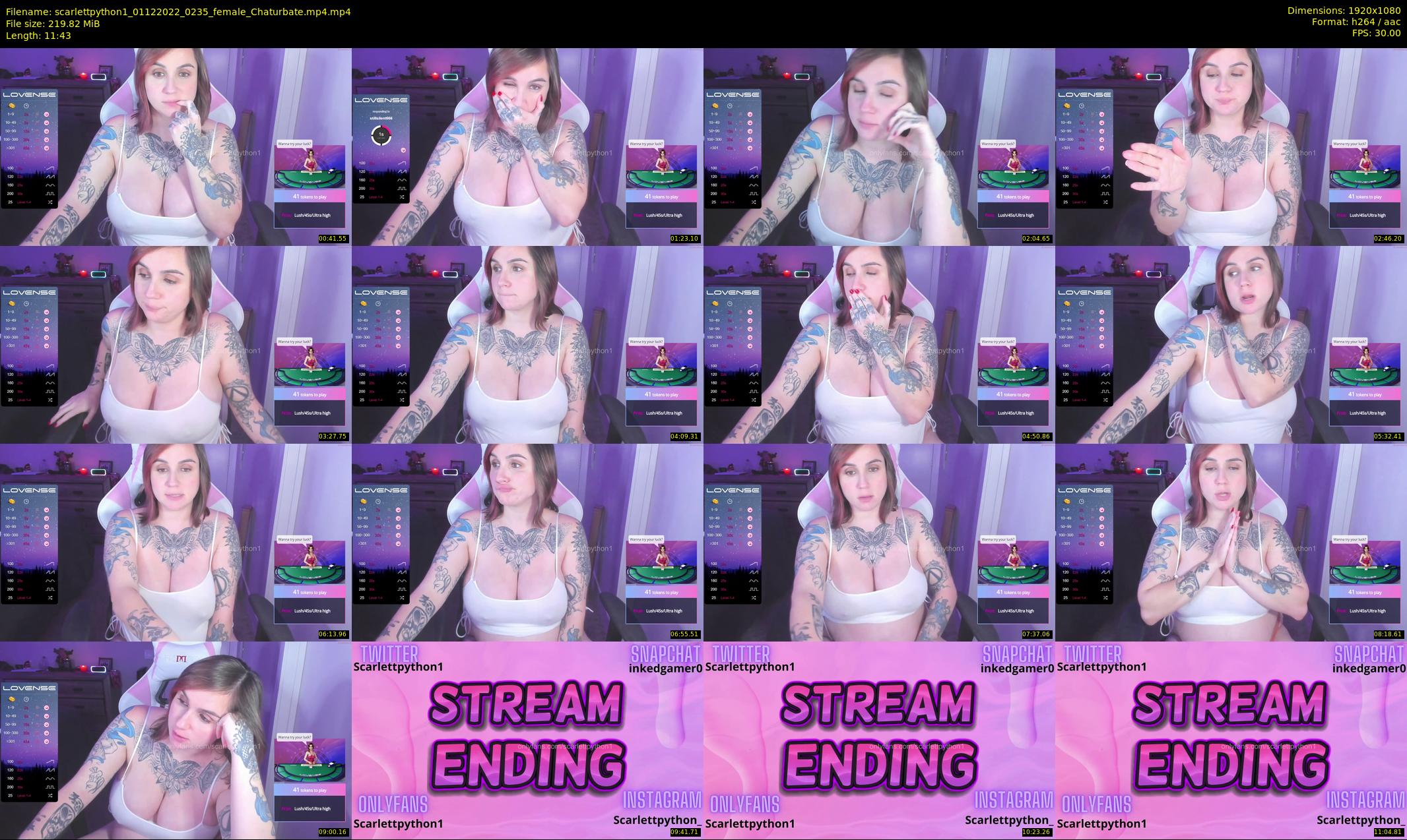 scarlettpython1 — 12 minute Chaturbate female cam show recording, 1080p, Dec 1, 2022