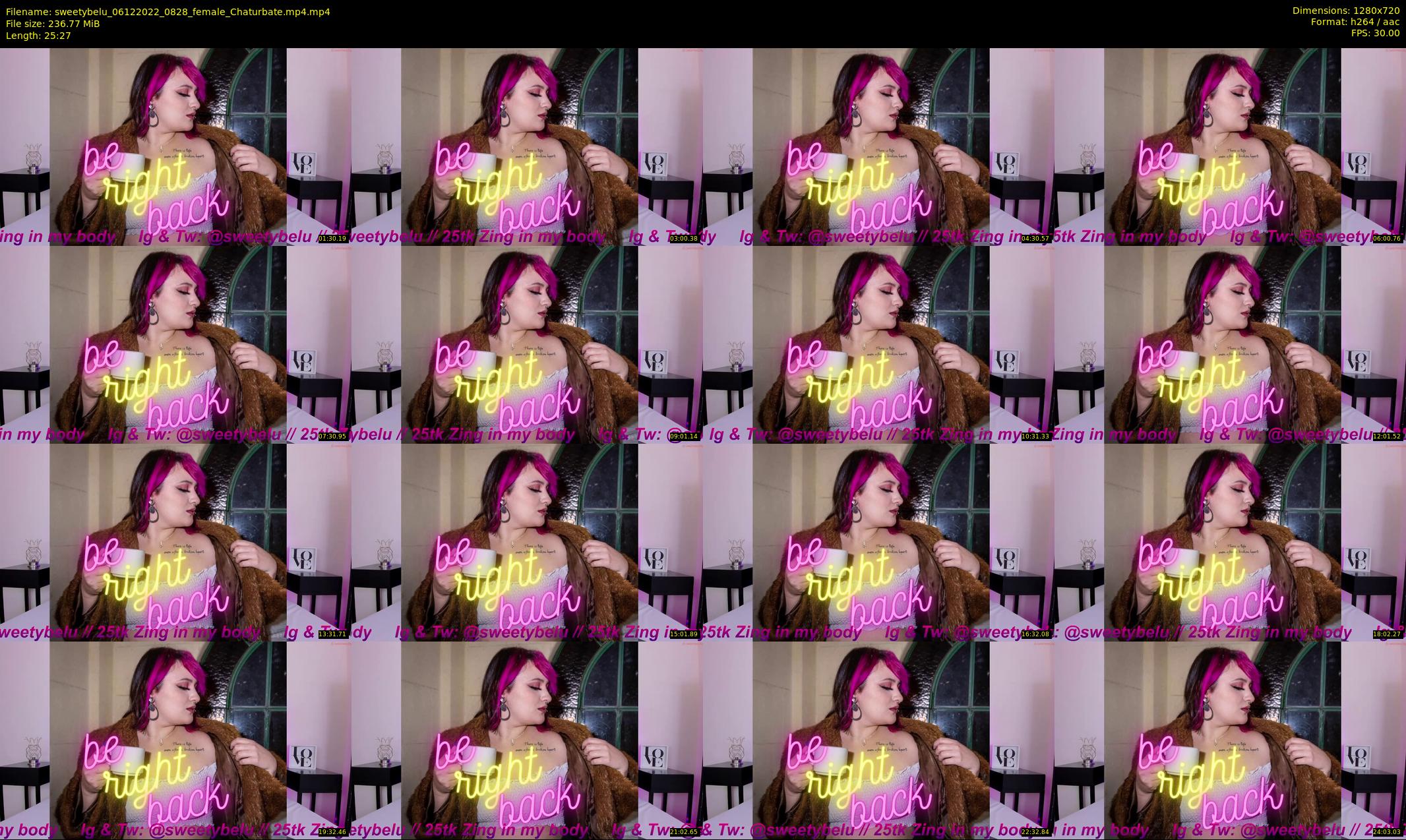 sweetybelu — 26 minute Chaturbate female cam show recording, 720p, Dec 6, 2022