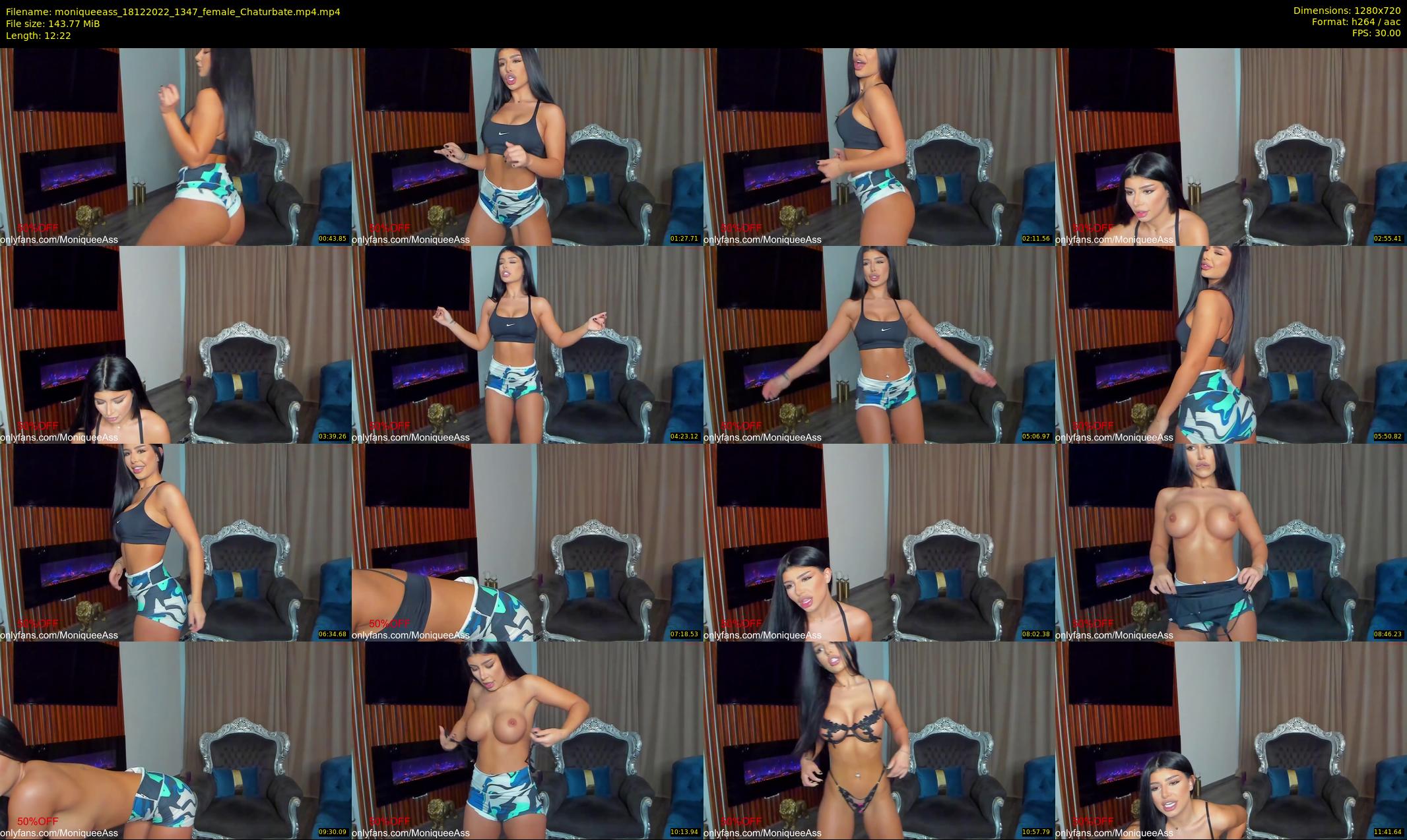 moniqueeass — 13 minute Chaturbate female cam show recording, 720p, Dec 18, 2022