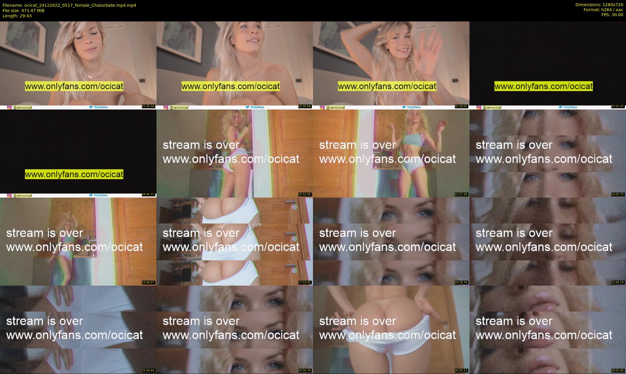 ocicat — 30 minute Chaturbate female cam show recording, 720p, Dec 24, 2022