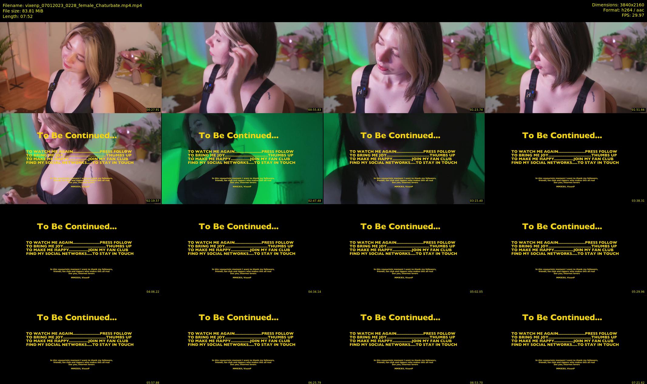 vixenp — 8 minute Chaturbate female cam show recording, 4K, Jan 7, 2023