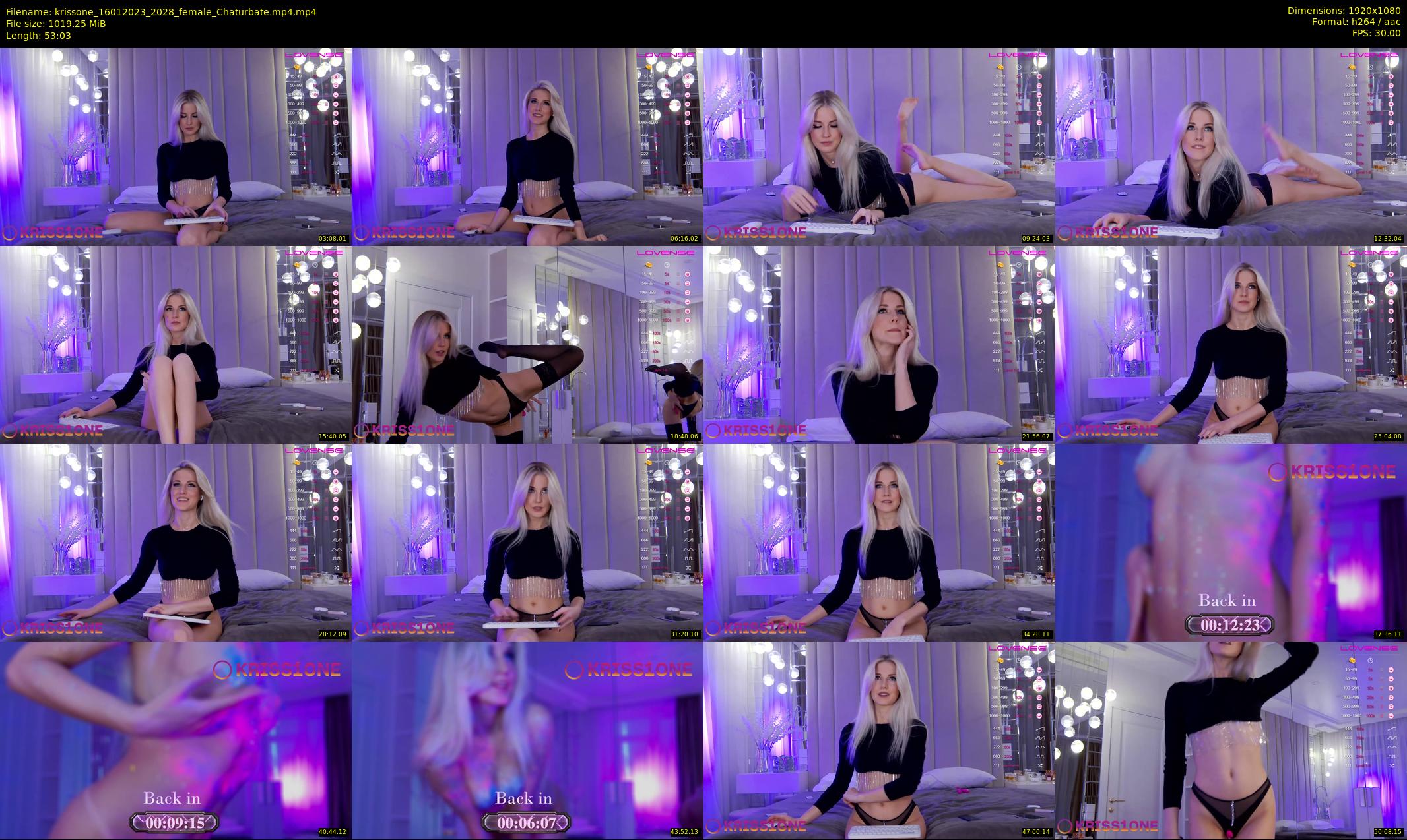 krissone — 54 minute Chaturbate female cam show recording, 1080p, Jan 16, 2023