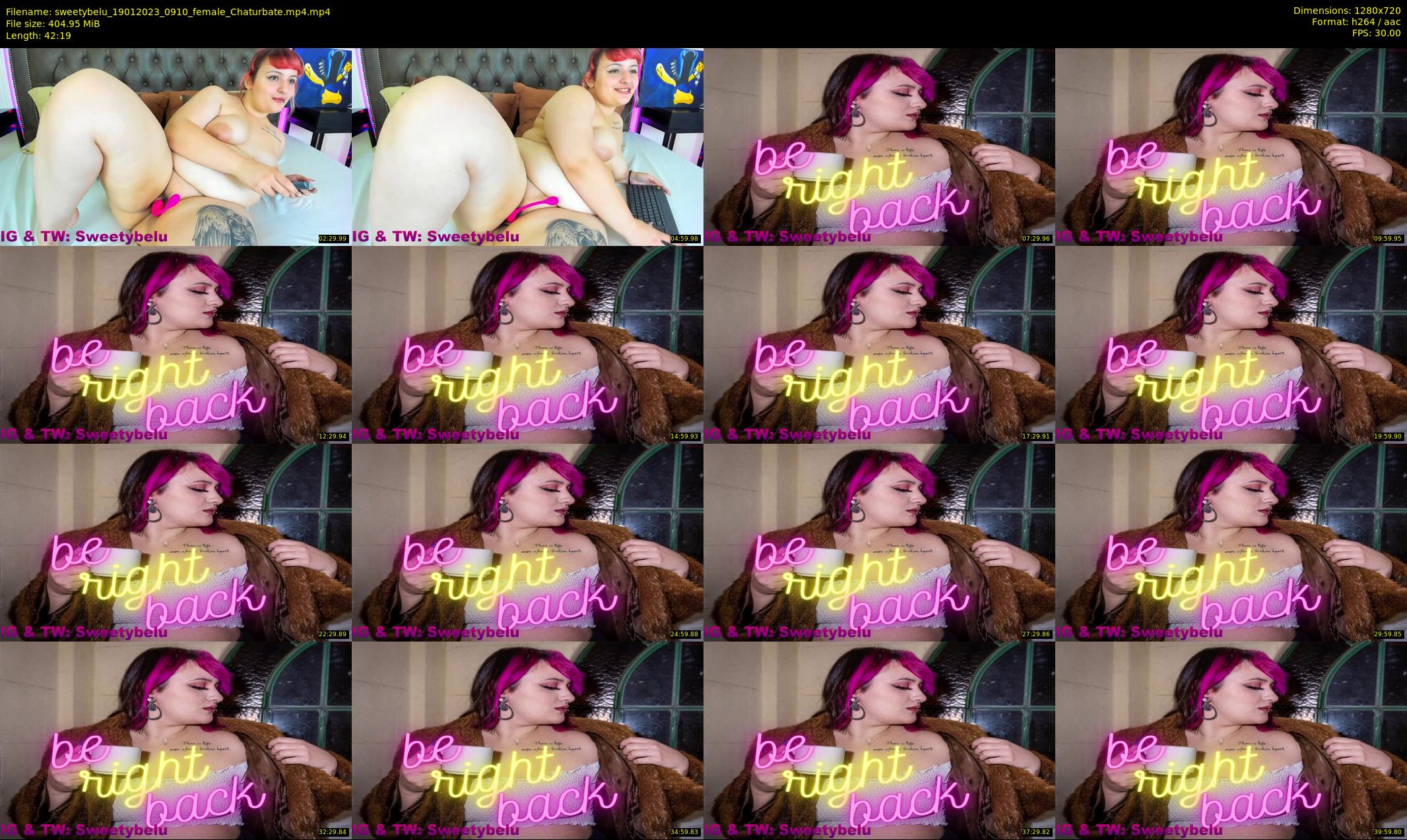 sweetybelu — 43 minute Chaturbate female cam show recording, 720p, Jan 19, 2023