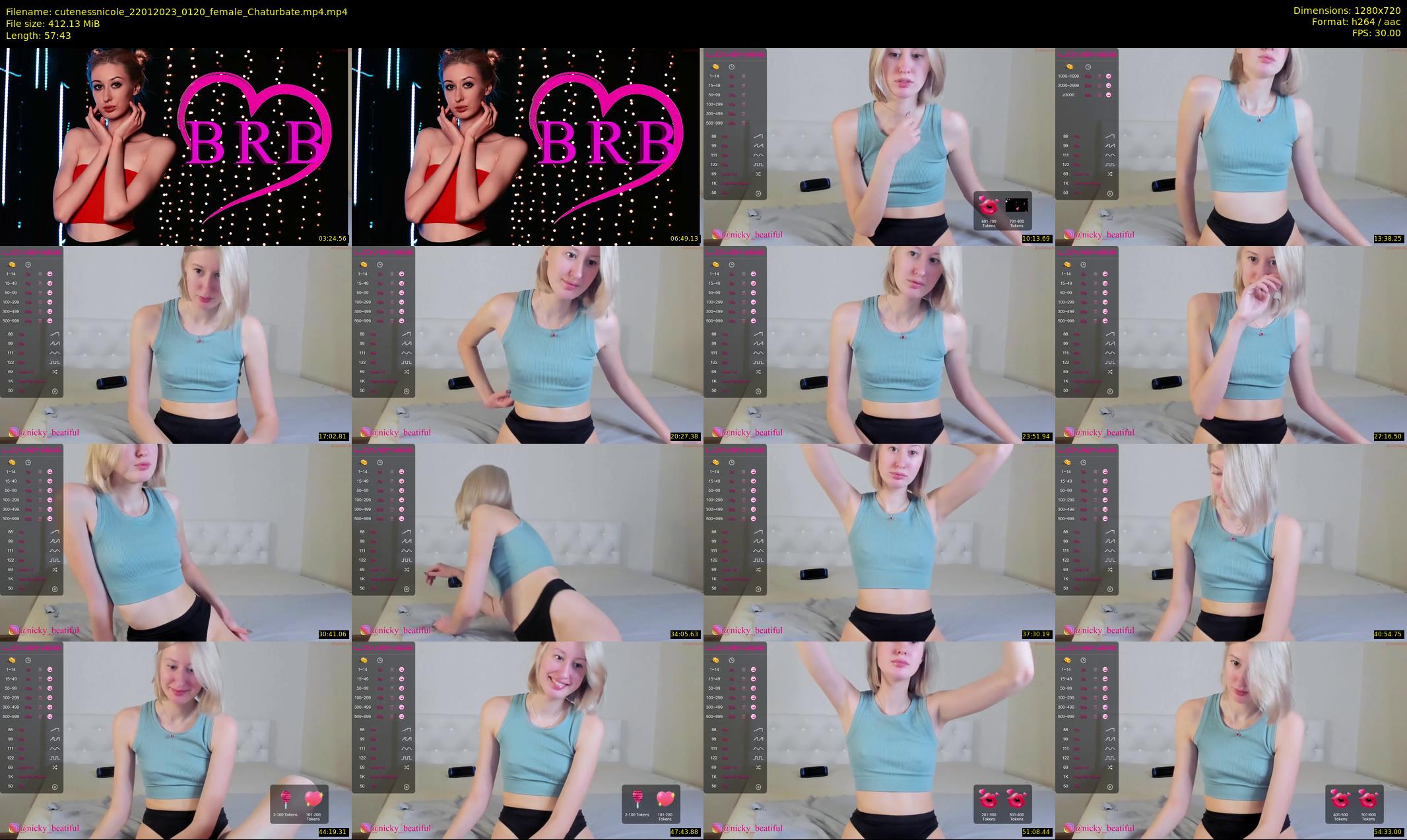 cutenessnicole — 58 minute Chaturbate female cam show recording, 720p, Jan 22, 2023