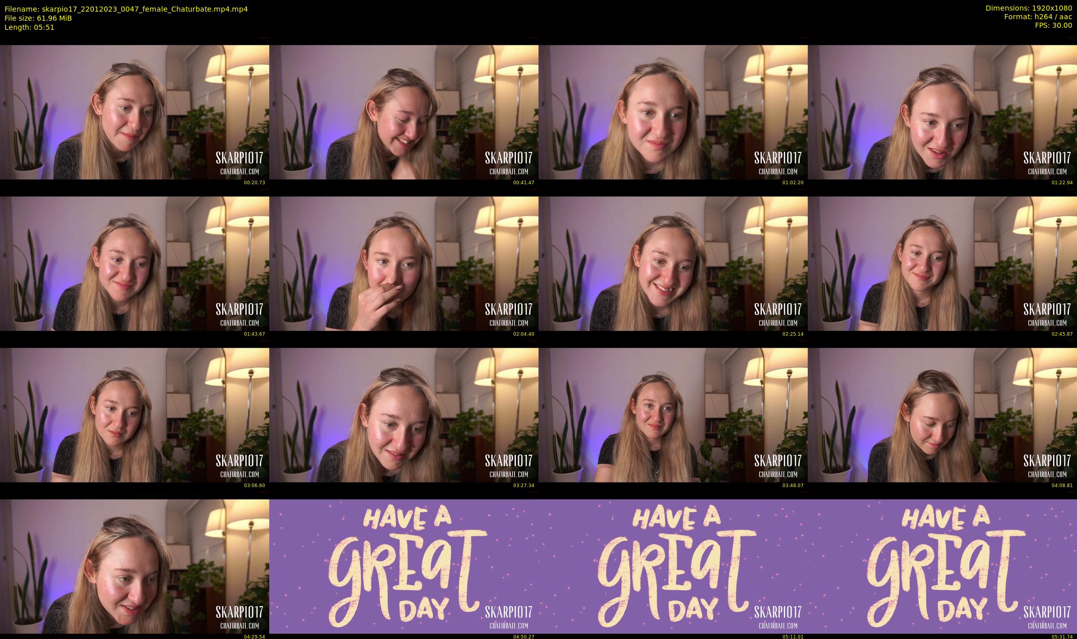 skarpio17 — 6 minute Chaturbate female cam show recording, 1080p, Jan 22, 2023