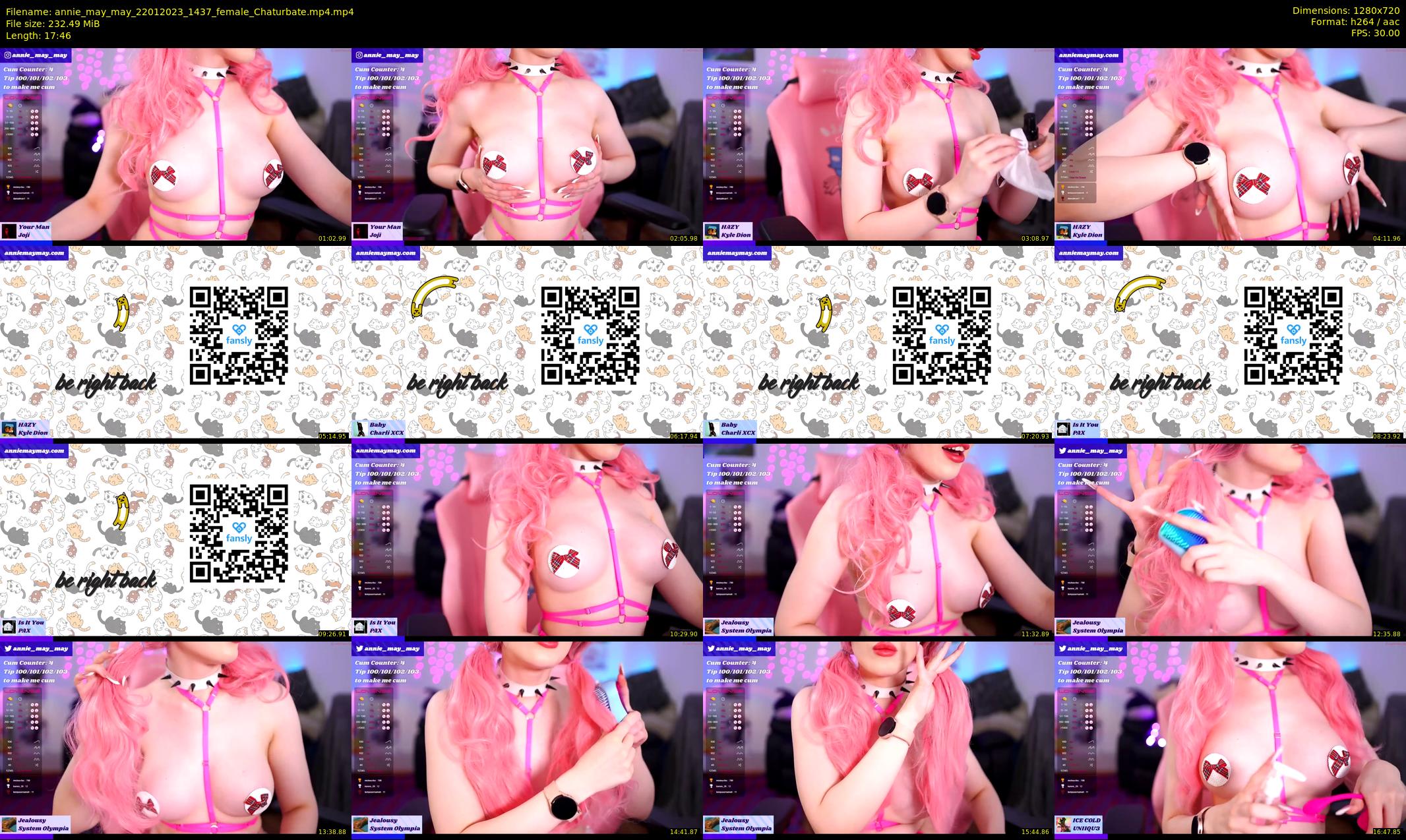 annie_may_may — 18 minute Chaturbate female cam show recording, 720p, Jan 22, 2023