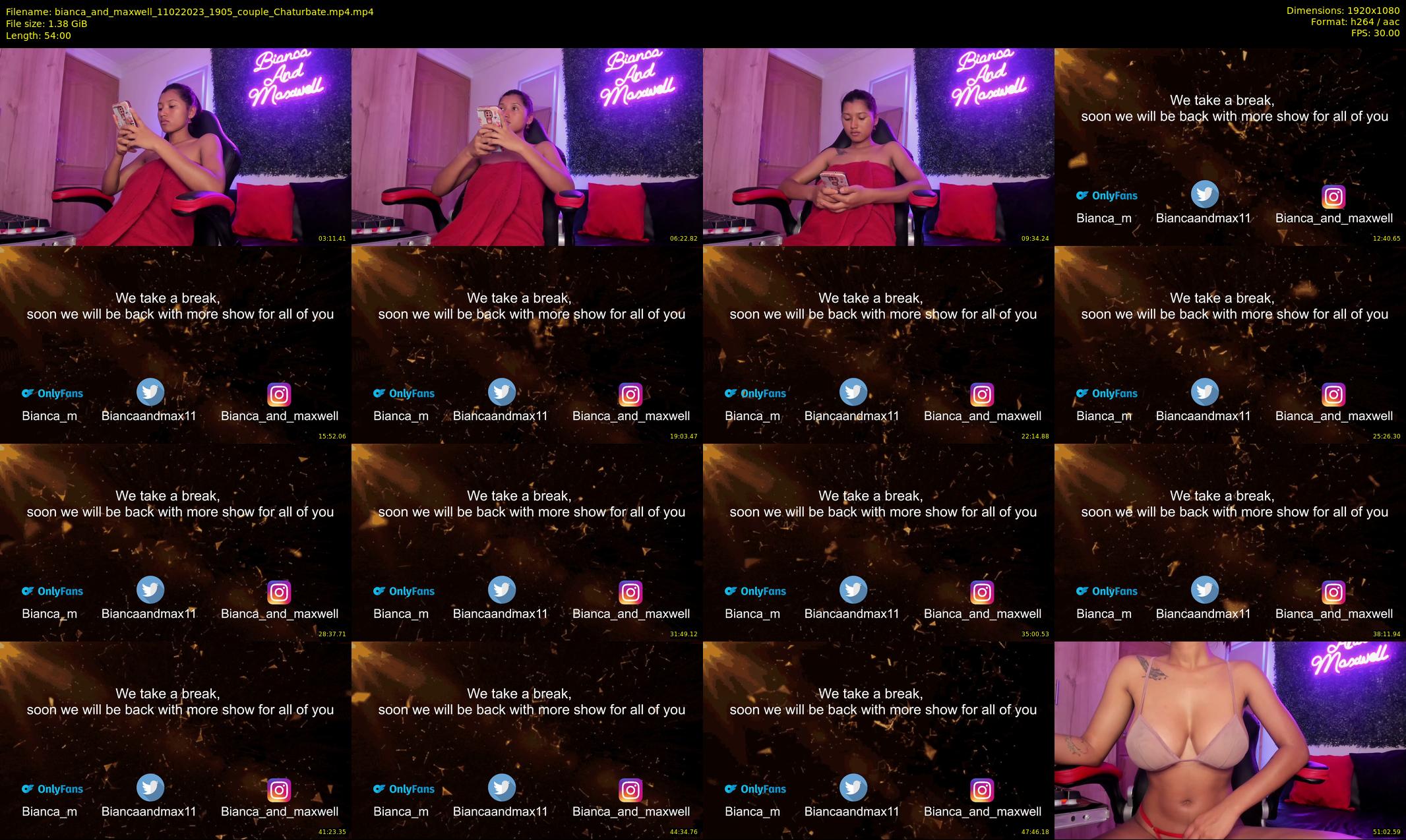 bianca_and_maxwell — 54 minute Chaturbate couple cam show recording, 1080p, Feb 11, 2023