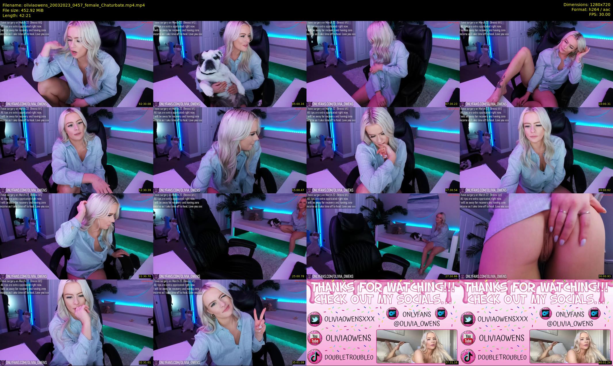 oliviaowens — 43 minute Chaturbate female cam show recording, 720p, Mar 20, 2023
