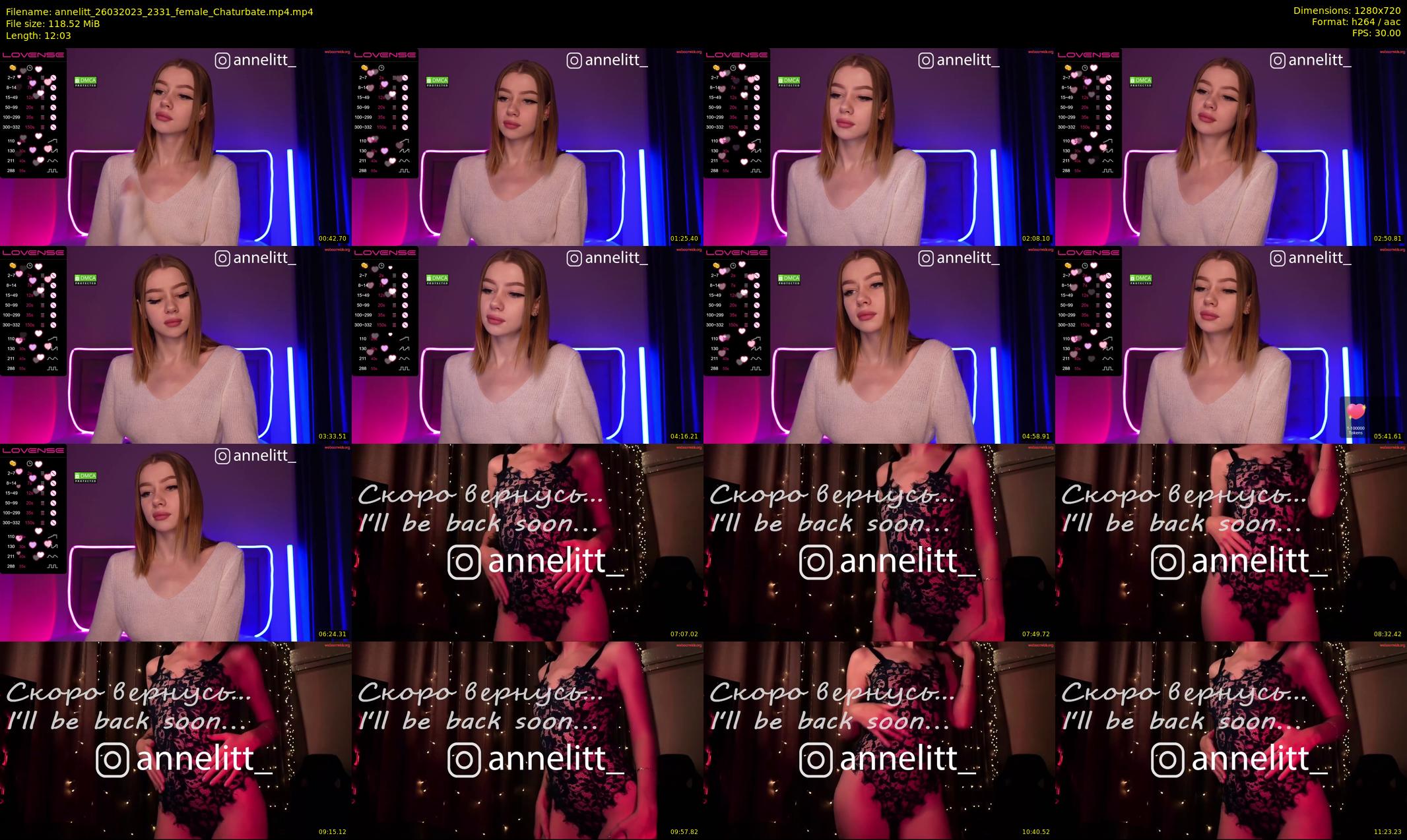 annelitt — 13 minute Chaturbate female cam show recording, 720p, Mar 26, 2023