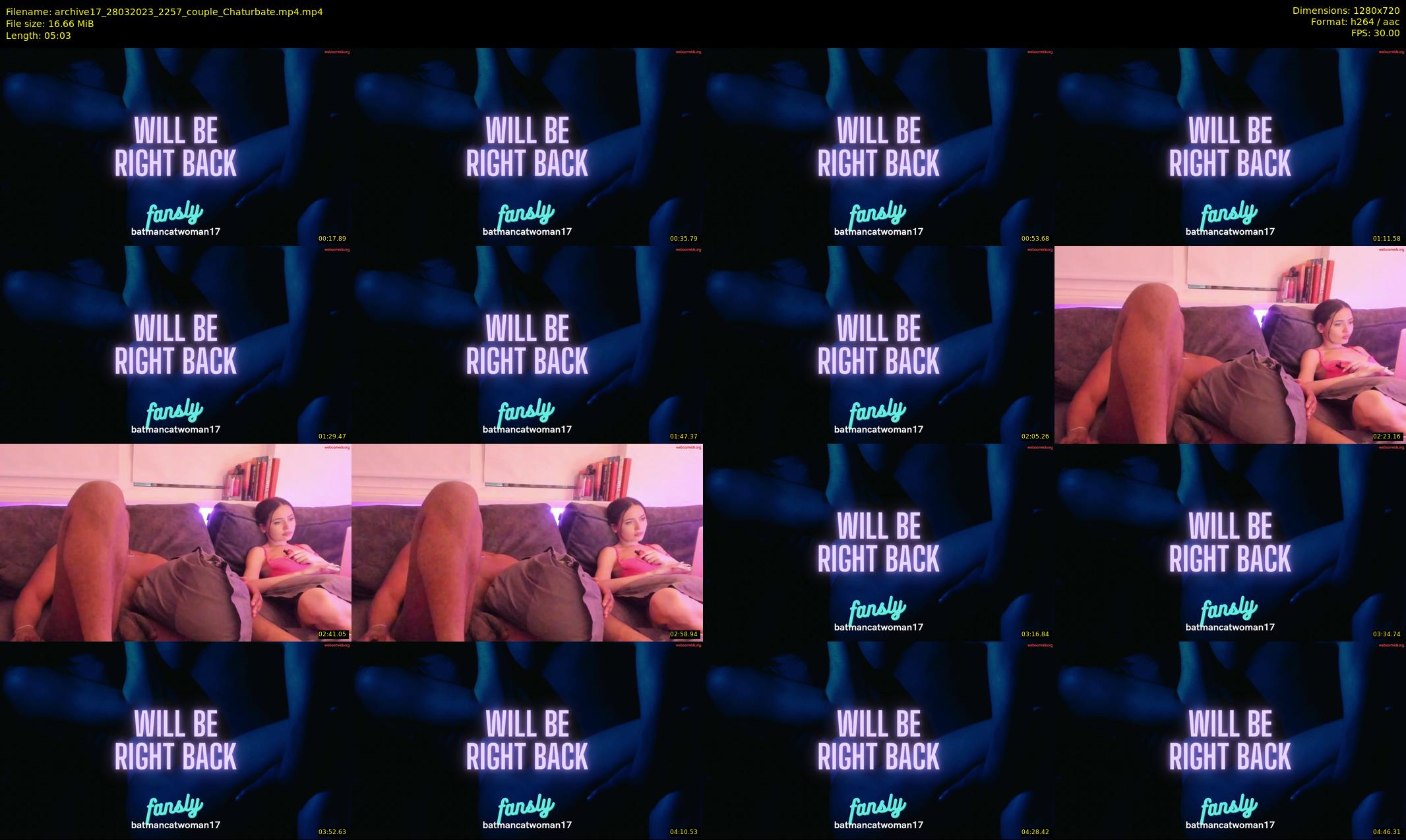 archive17 — 6 minute Chaturbate couple cam show recording, 720p, Mar 28, 2023