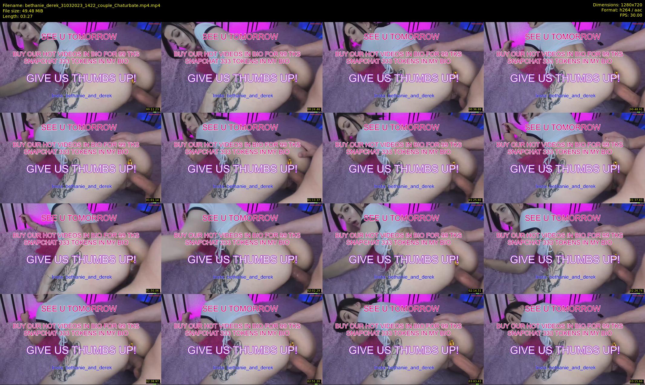 bethanie_derek — 4 minute Chaturbate couple cam show recording, 720p, Mar 31, 2023