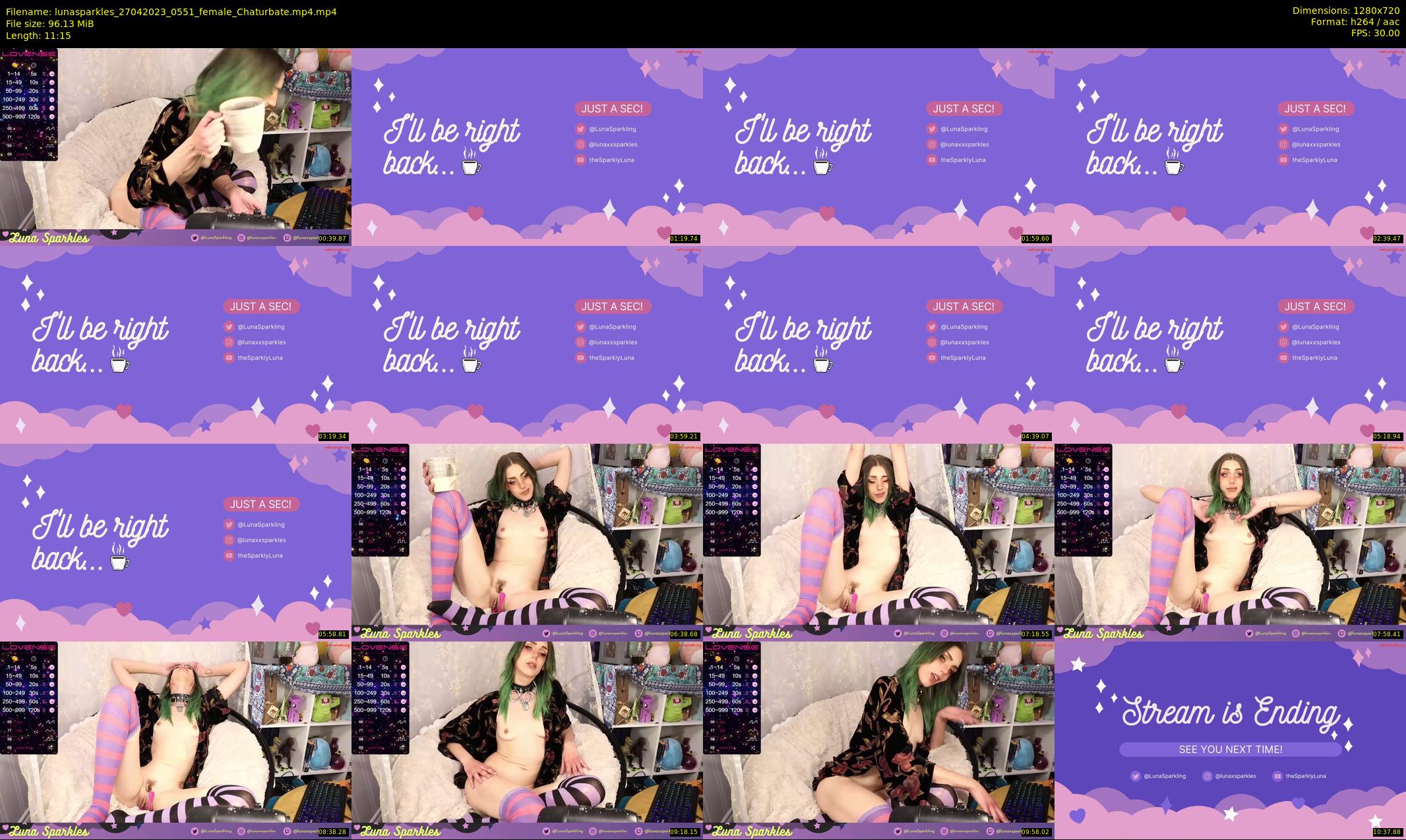 lunasparkles — 12 minute Chaturbate female cam show recording, 720p, Apr 27, 2023