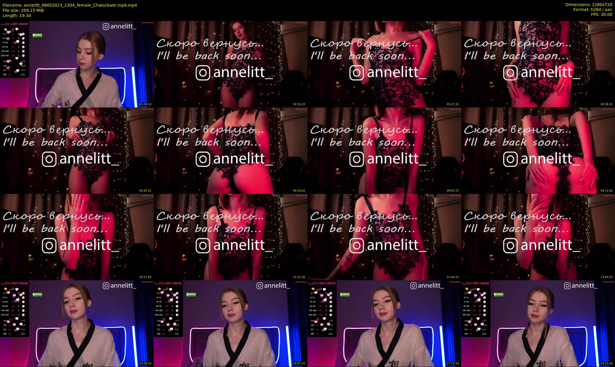 annelitt — 20 minute Chaturbate female cam show recording, 720p, May 8, 2023