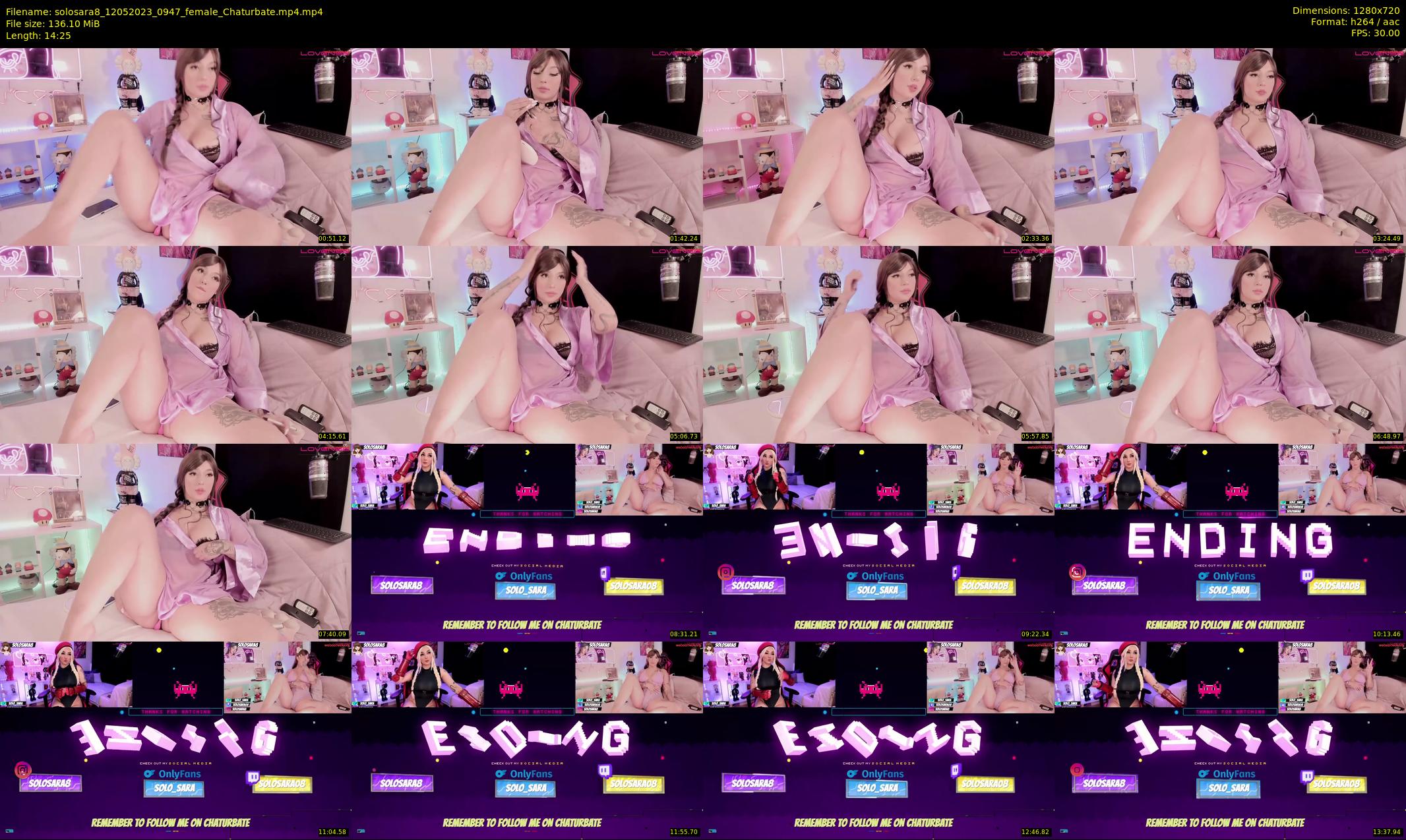 solosara8 — 15 minute Chaturbate female cam show recording, 720p, May 12, 2023