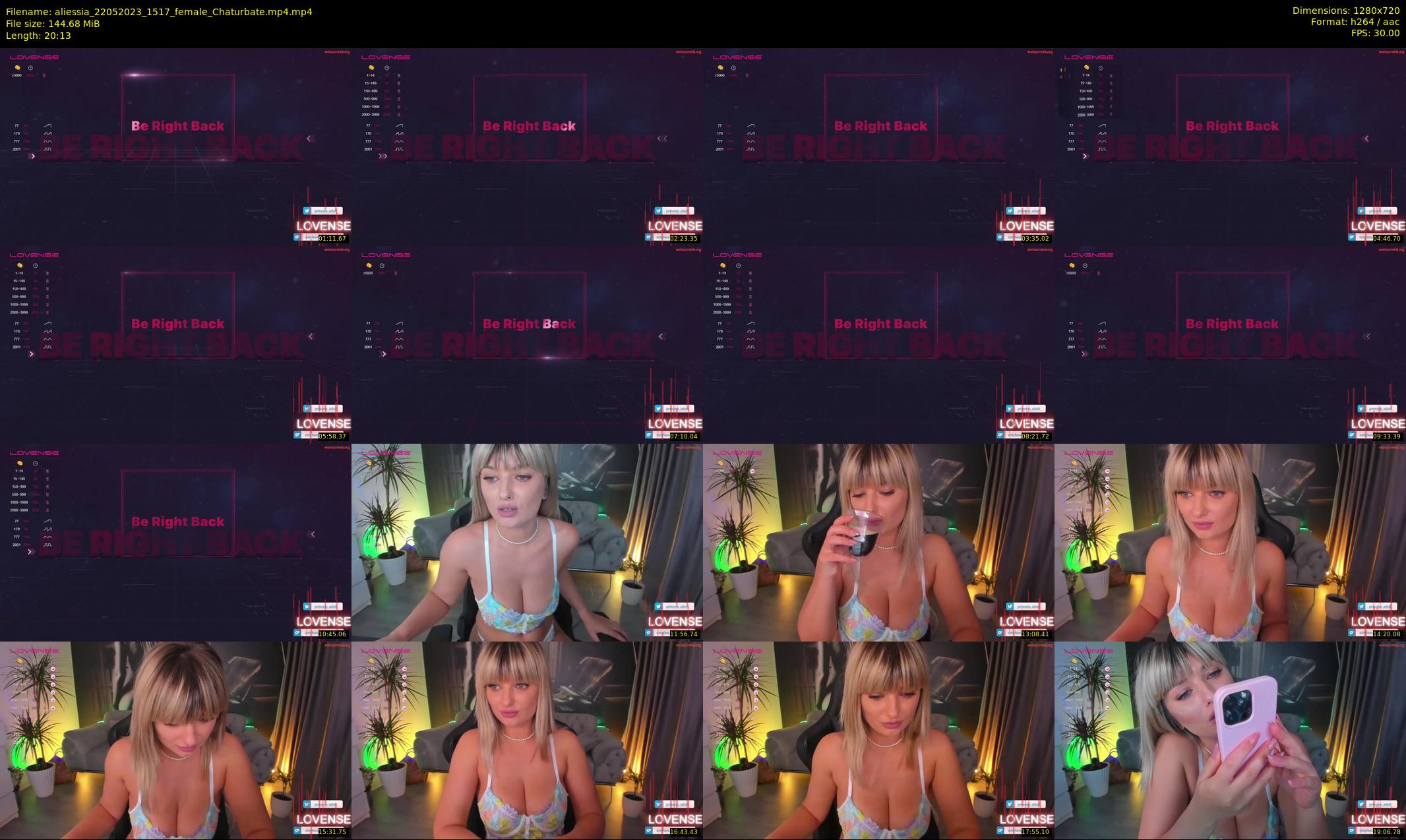 aliessia — 21 minute Chaturbate female cam show recording, 720p, May 22, 2023