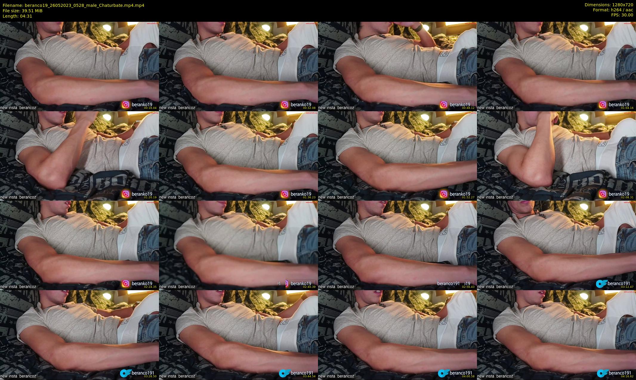 beranco19 — 5 minute Chaturbate male cam show recording, 720p, May 26, 2023