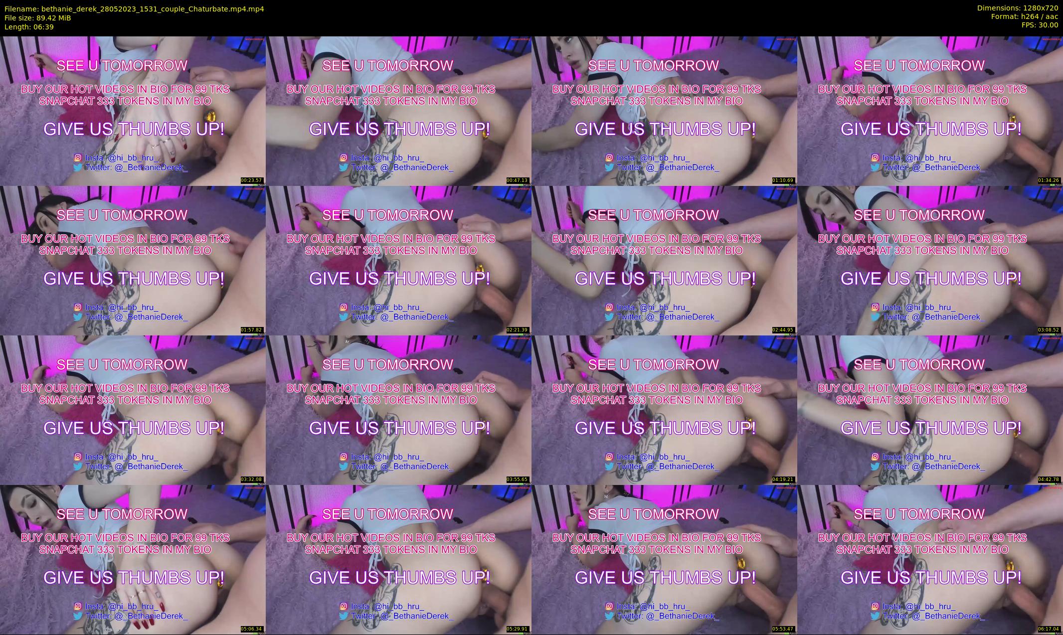 bethanie_derek — 7 minute Chaturbate couple cam show recording, 720p, May 28, 2023