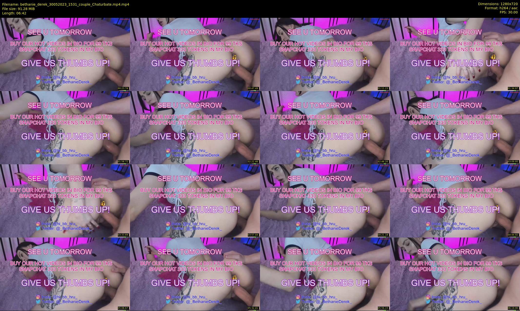 bethanie_derek — 7 minute Chaturbate couple cam show recording, 720p, May 30, 2023