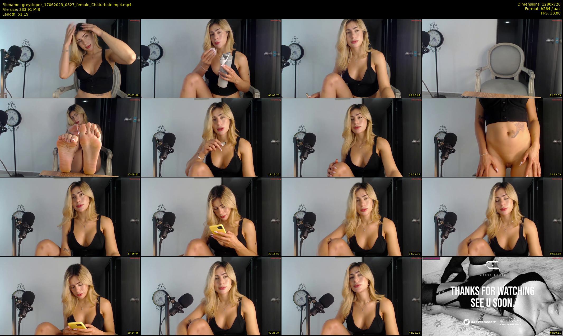 greyslopez — 52 minute Chaturbate female cam show recording, 720p, Jun 17, 2023