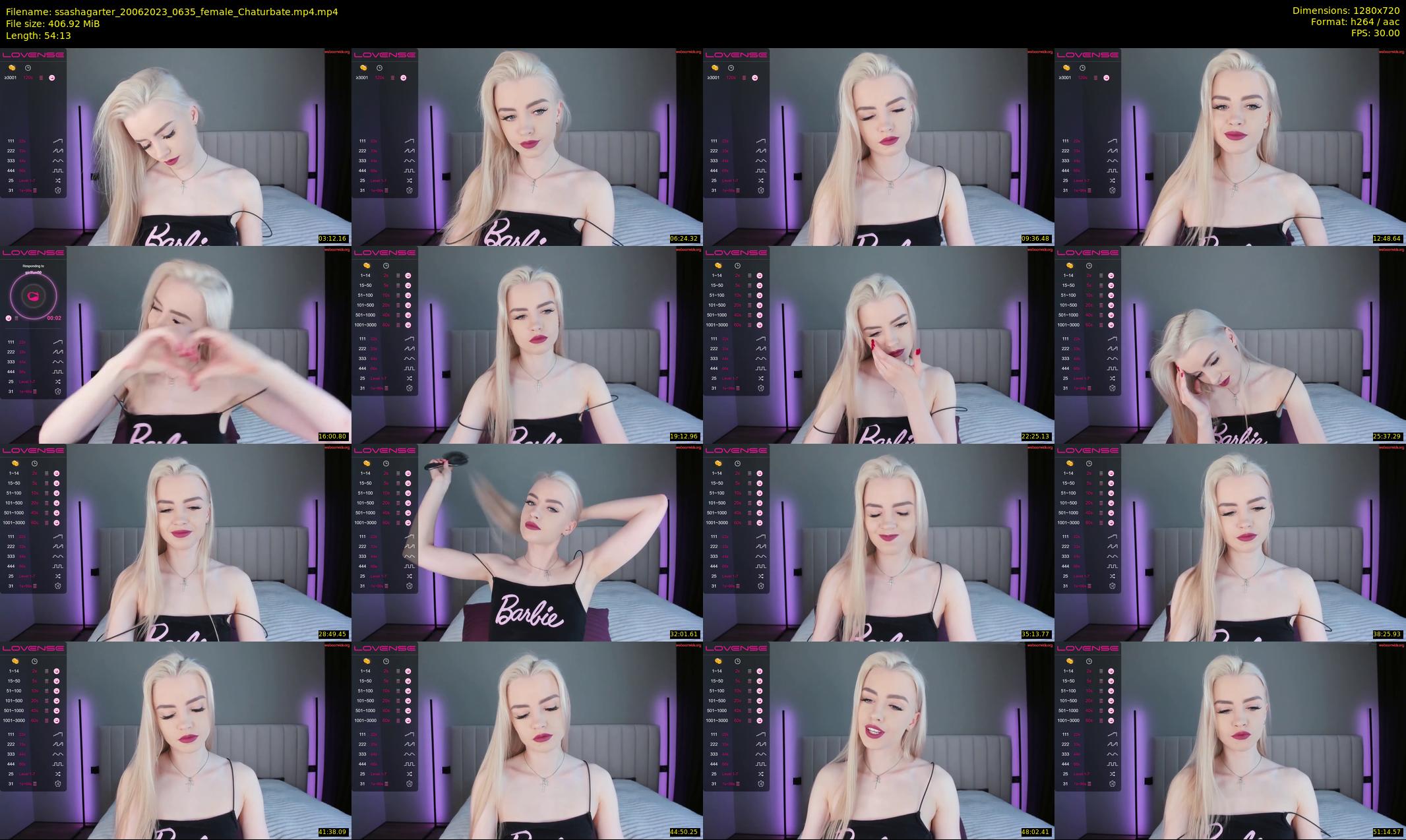 ssashagarter — 55 minute Chaturbate female cam show recording, 720p, Jun 20, 2023
