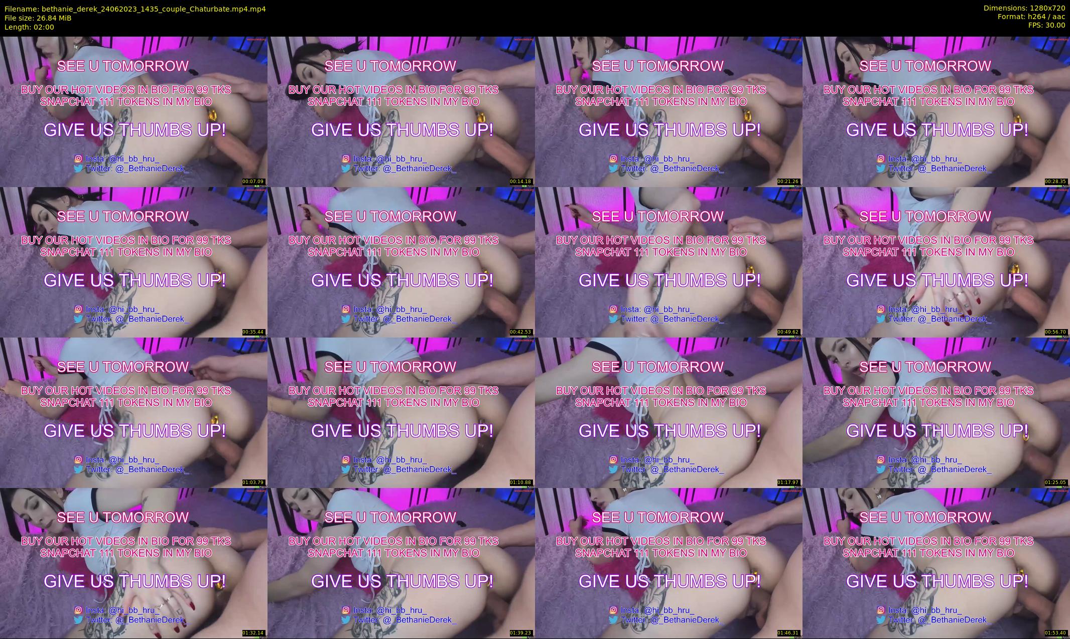 bethanie_derek — 2 minute Chaturbate couple cam show recording, 720p, Jun 24, 2023