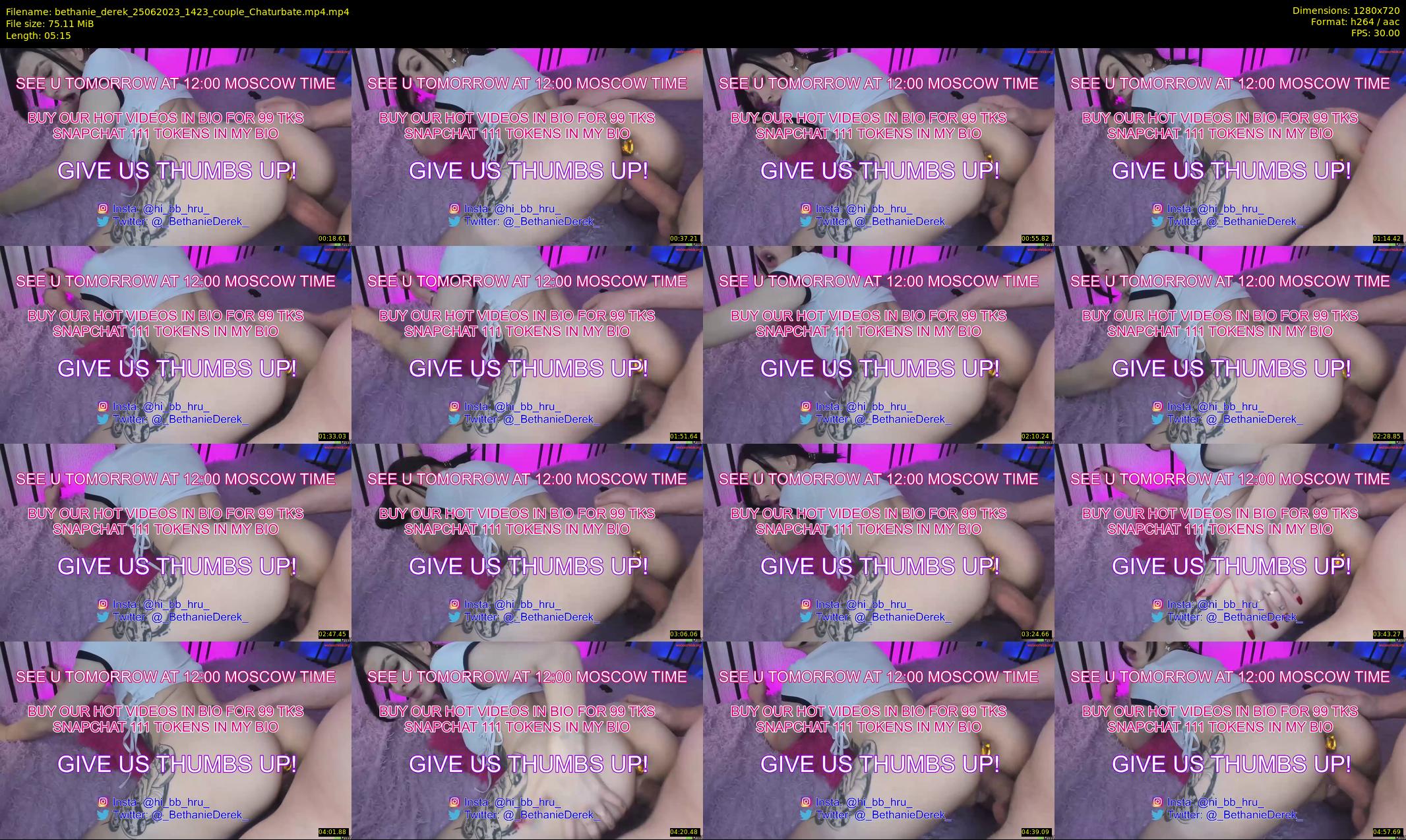 bethanie_derek — 6 minute Chaturbate couple cam show recording, 720p, Jun 25, 2023