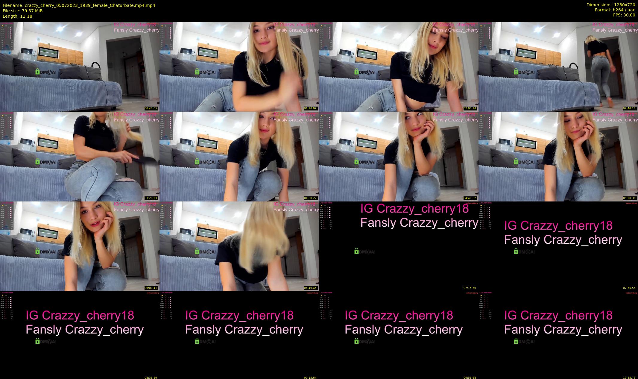 crazzy_cherry — 12 minute Chaturbate female cam show recording, 720p, Jul 5, 2023